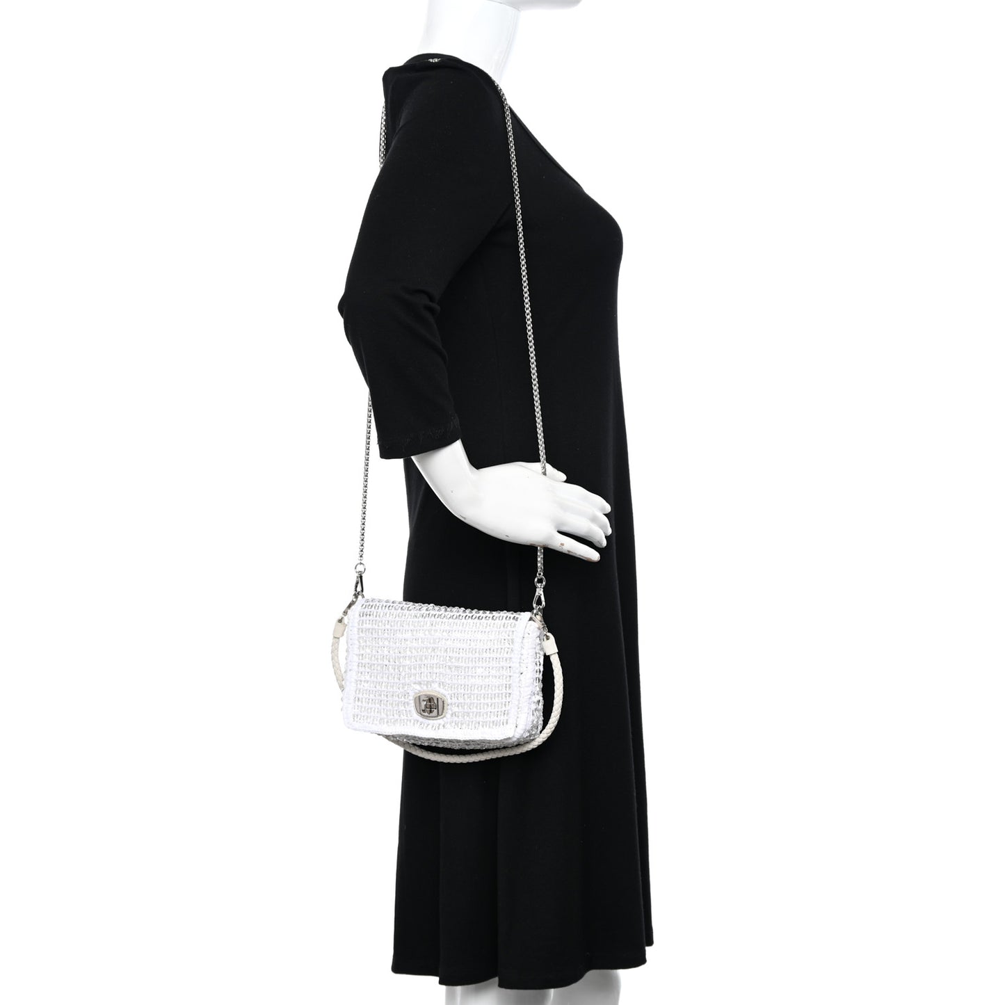 Raffia Beaded Flap Shoulder Flap White