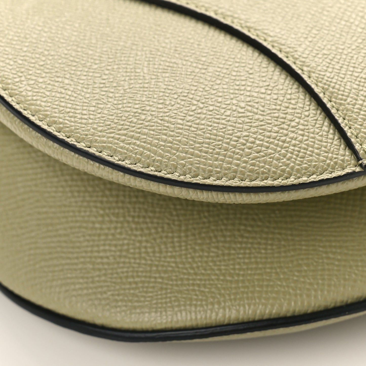 Grained Calfskin Saddle Bag With Strap Green