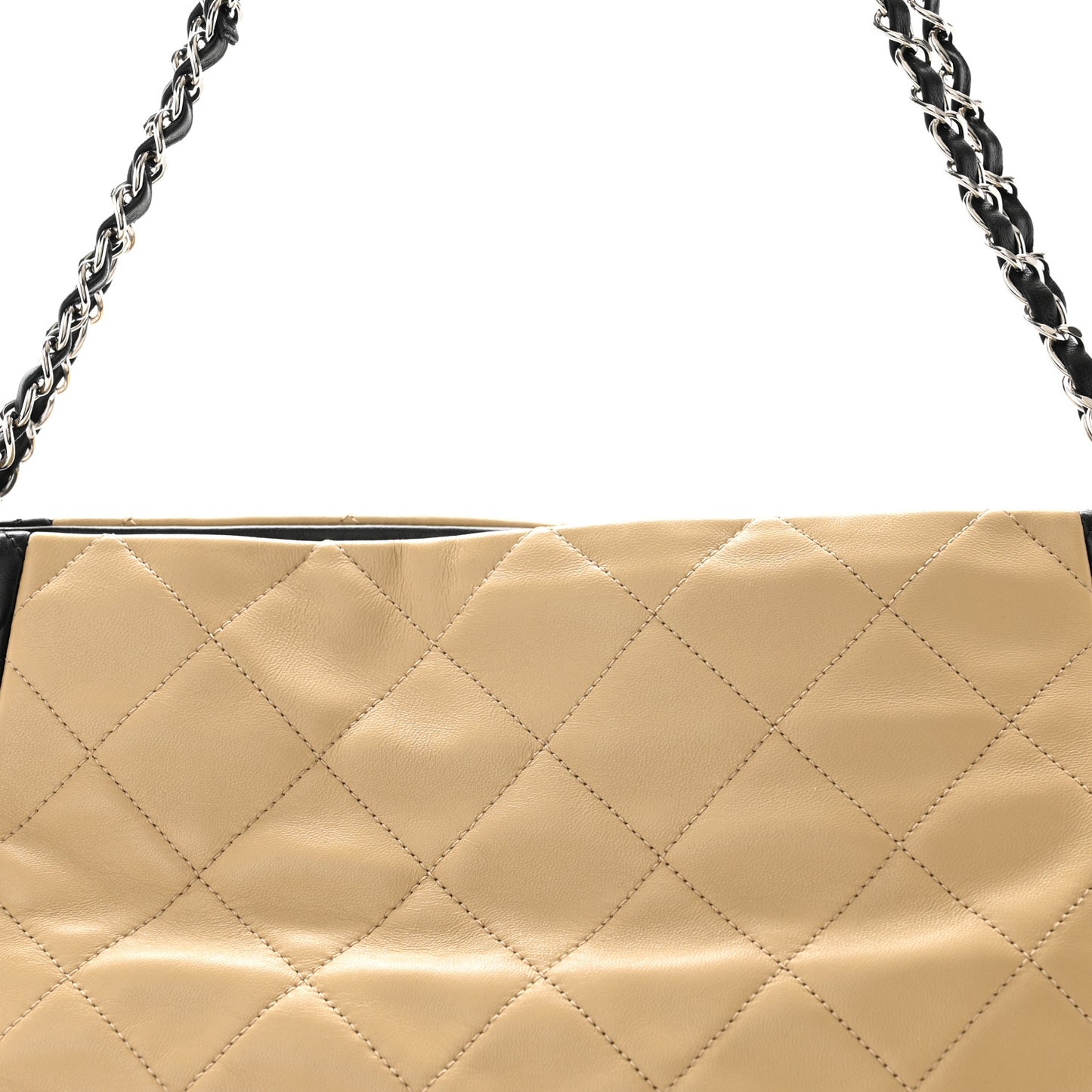 Lambskin Quilted Large CC Shopping Tote Black Rose Clair