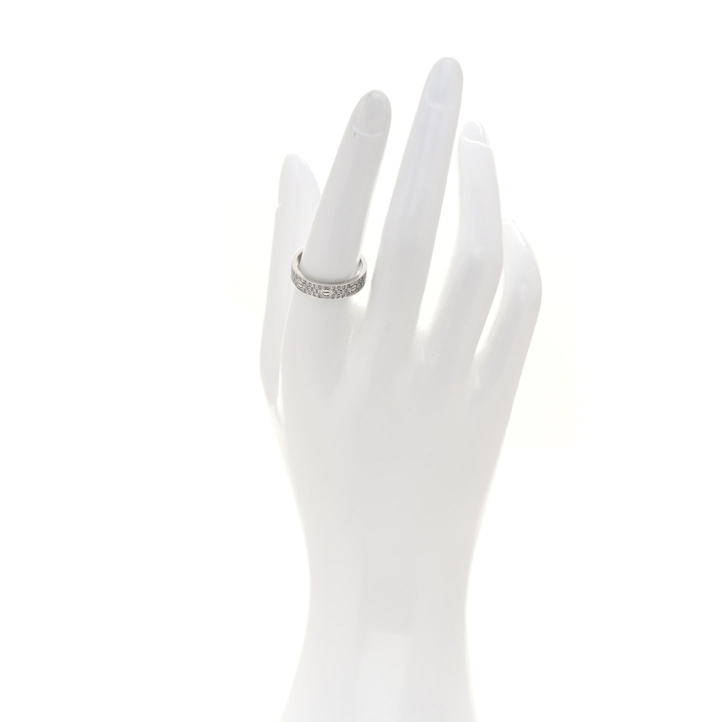 18K White Gold Diamond 5mm LOVE Paved Ring 56 7.75