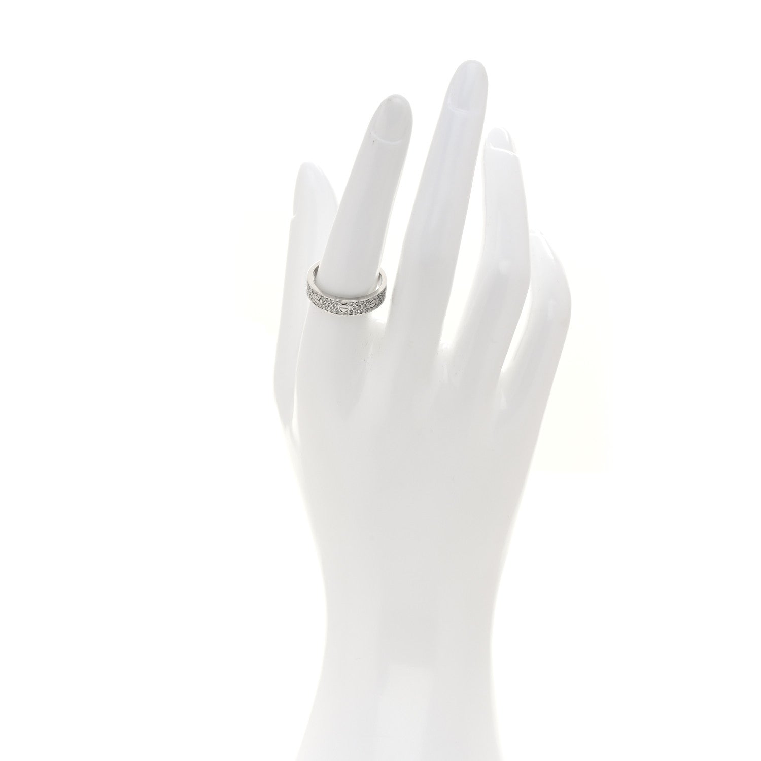 Cartier 18K White Gold Diamond 5mm LOVE Paved Ring 56 7.75 2 of 5