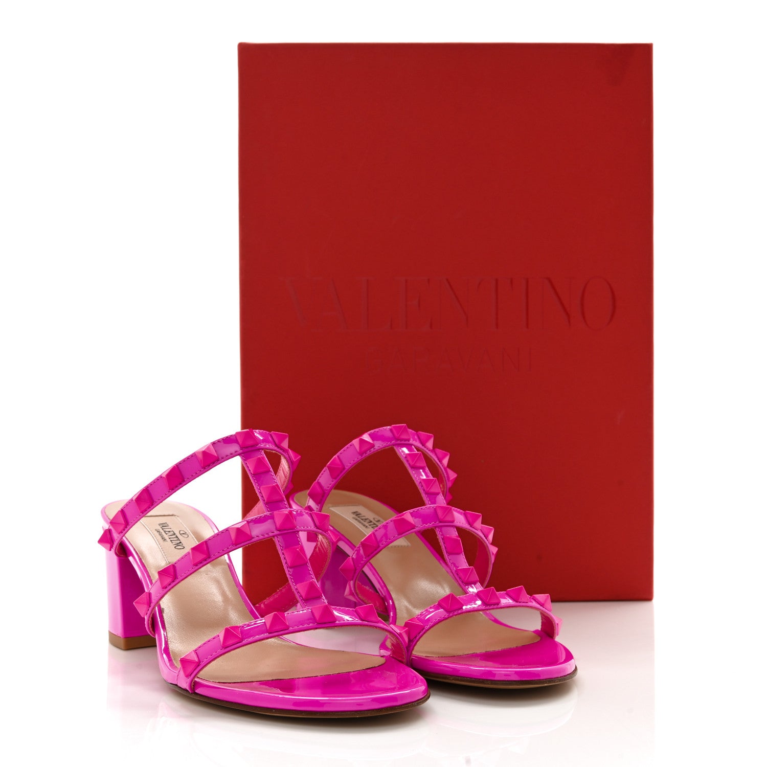 Valentino Garavani Patent Rockstud 60mm Caged Slide Sandals 36 Pink PP 11 of 11