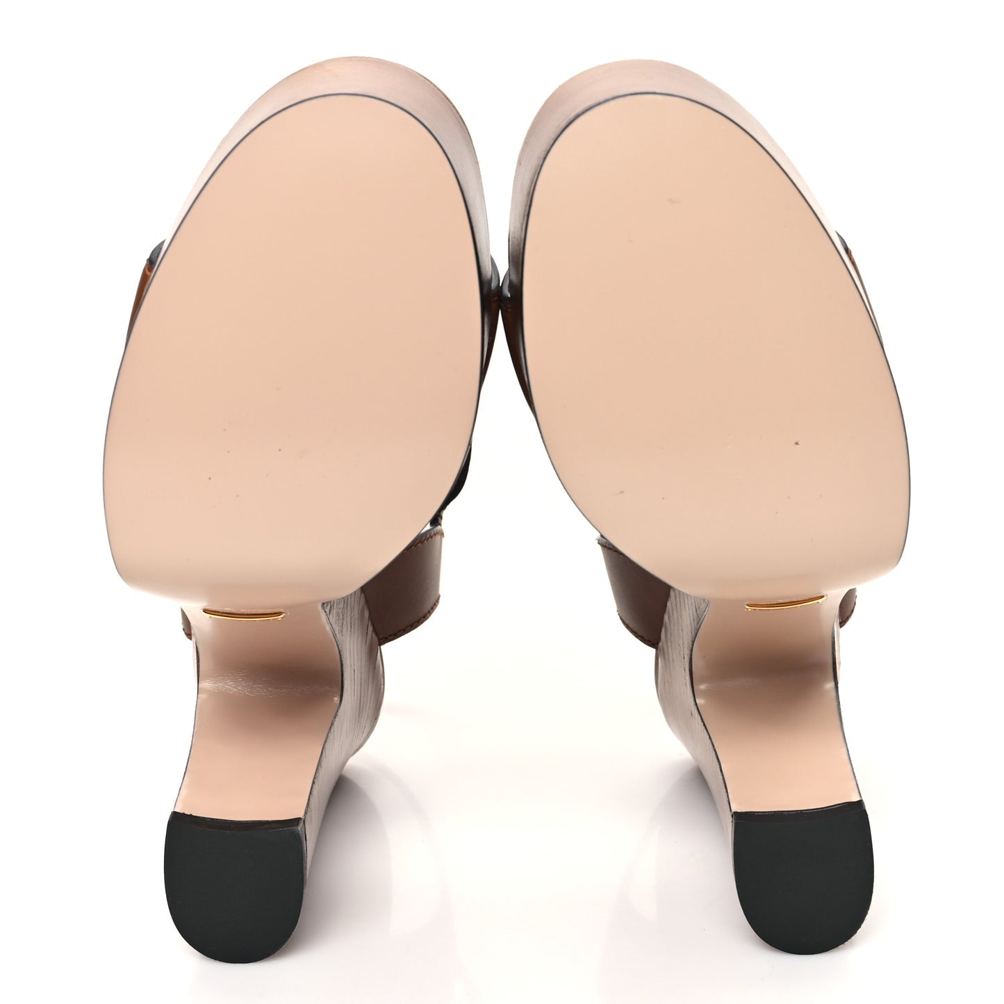 Cosmos Softy Calfskin Wooden Interlocking G Cut-Out 30/120mm Platform Sandals 40 Cuir