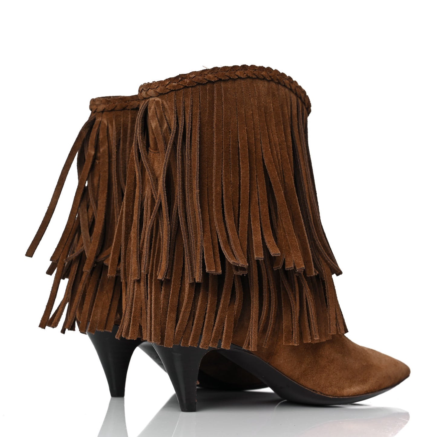 Suede Fringe Charlotte Ankle Boots 35.5 Tan