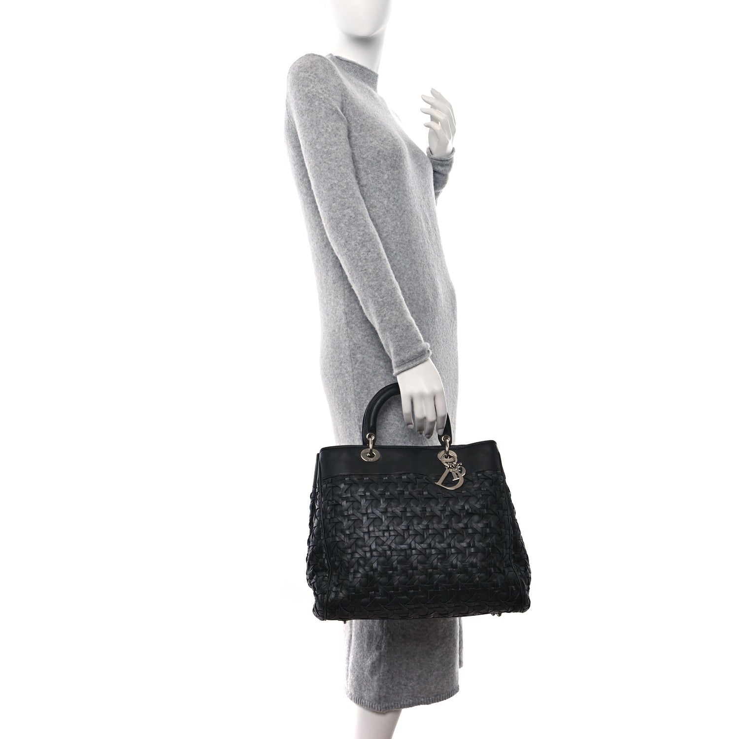 Christian Dior Lambskin Woven Lady Dior Avenue Tote Black 3 of 10