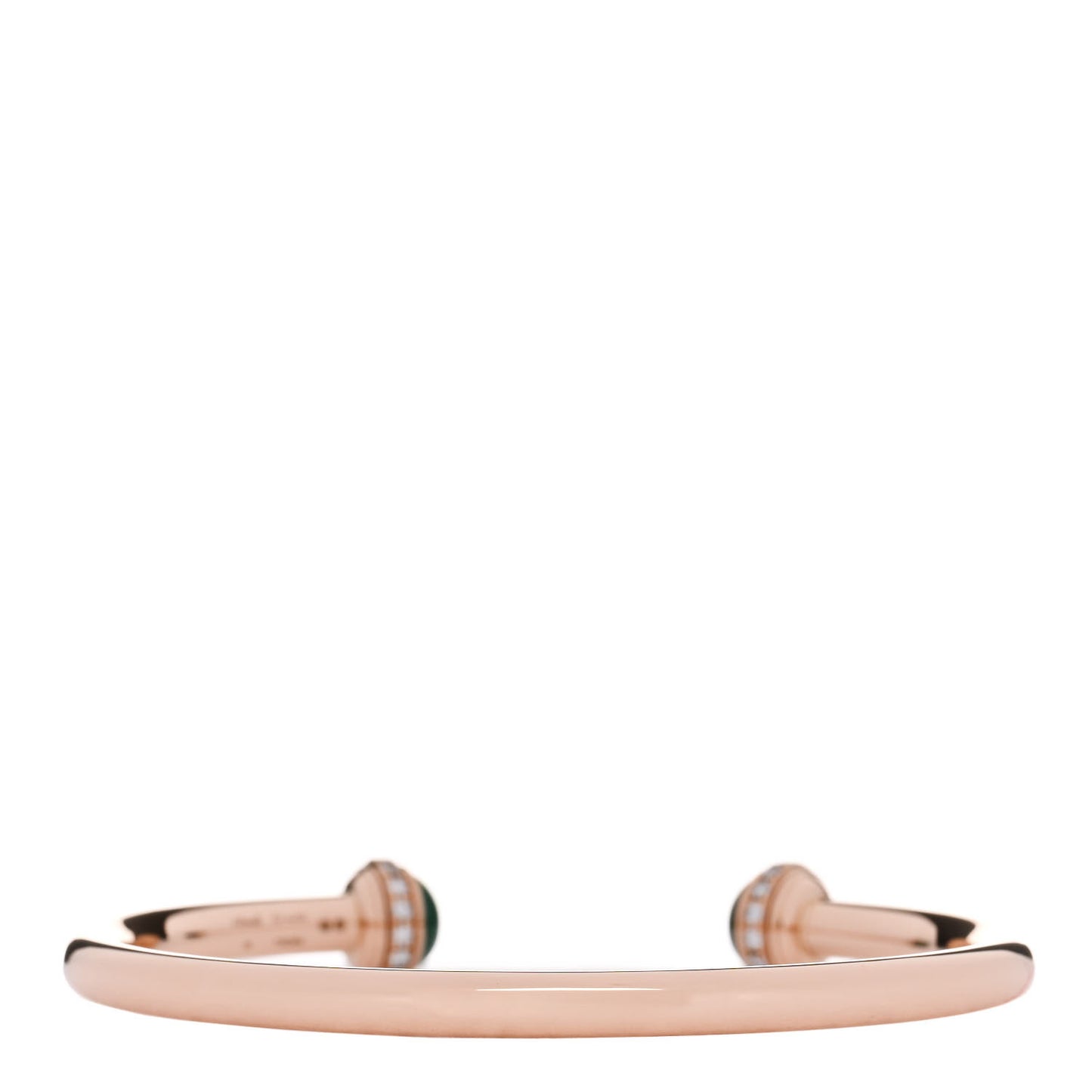 18K Rose Gold Diamond Malachite Possession Open Bangle Bracelet