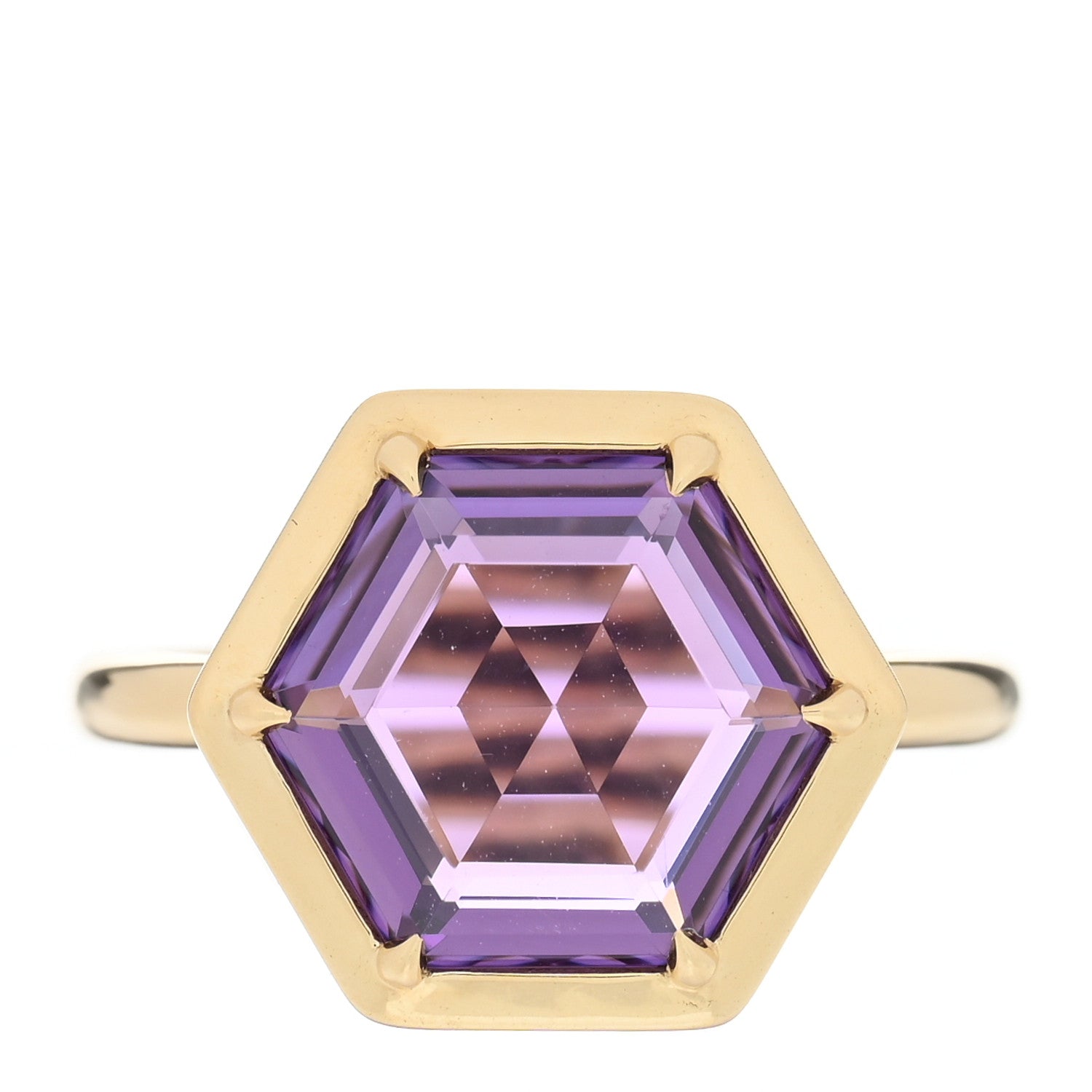 Tiffany 18K Yellow Gold Amethyst Paloma Picasso Studio Hexagon Ring 54 7 1 of 5