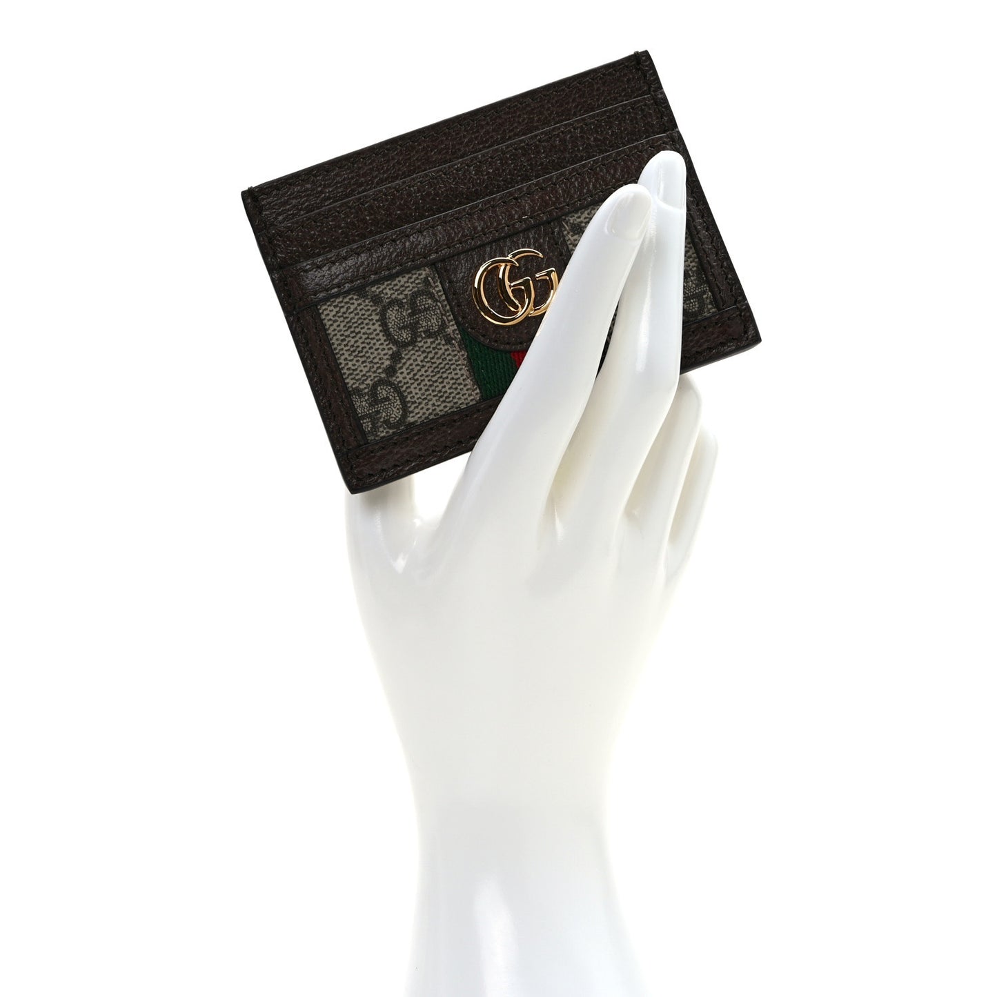 GG Supreme Monogram Ophidia Card Holder Brown