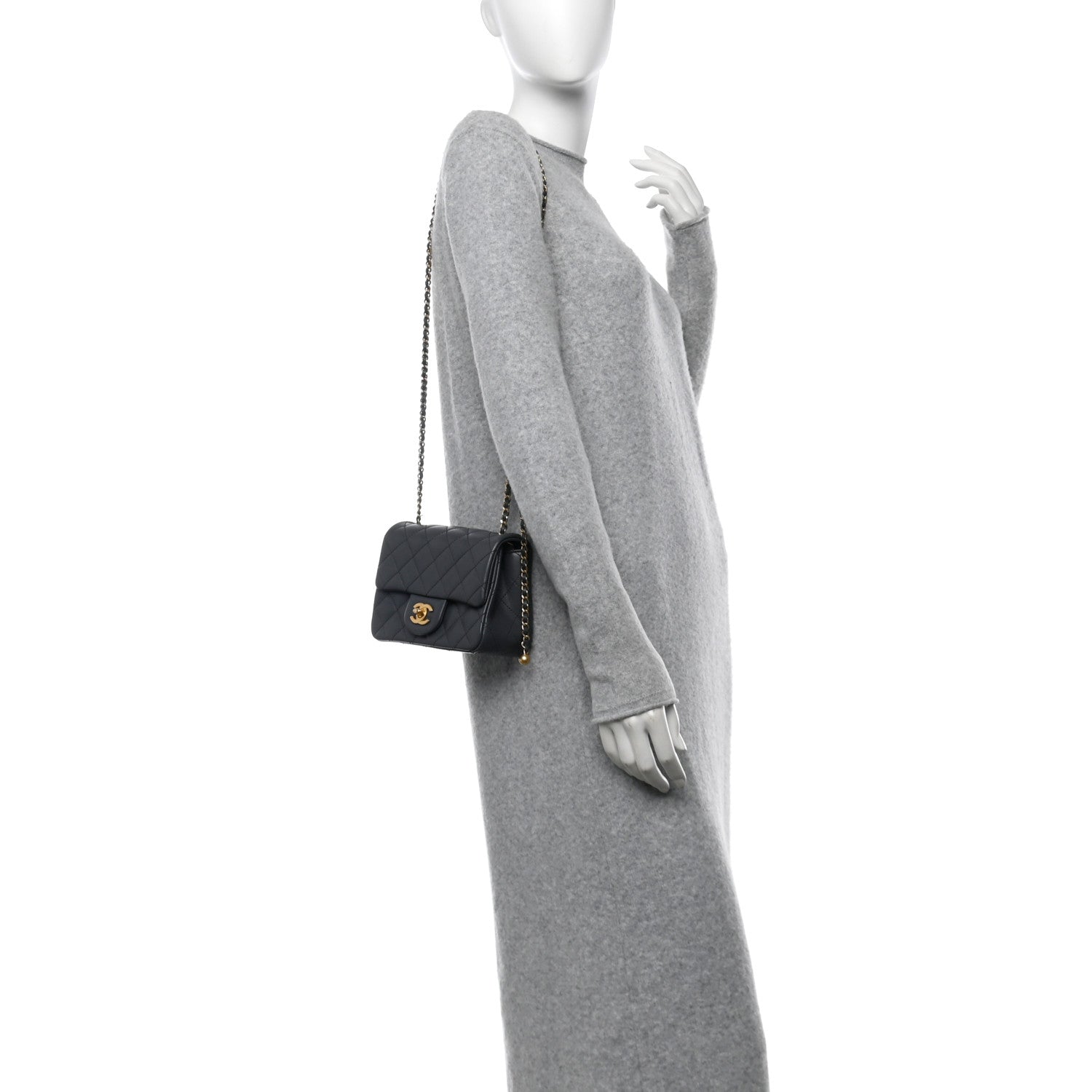 Chanel Lambskin Quilted Mini Pearl Crush Flap Dark Grey 2 of 11
