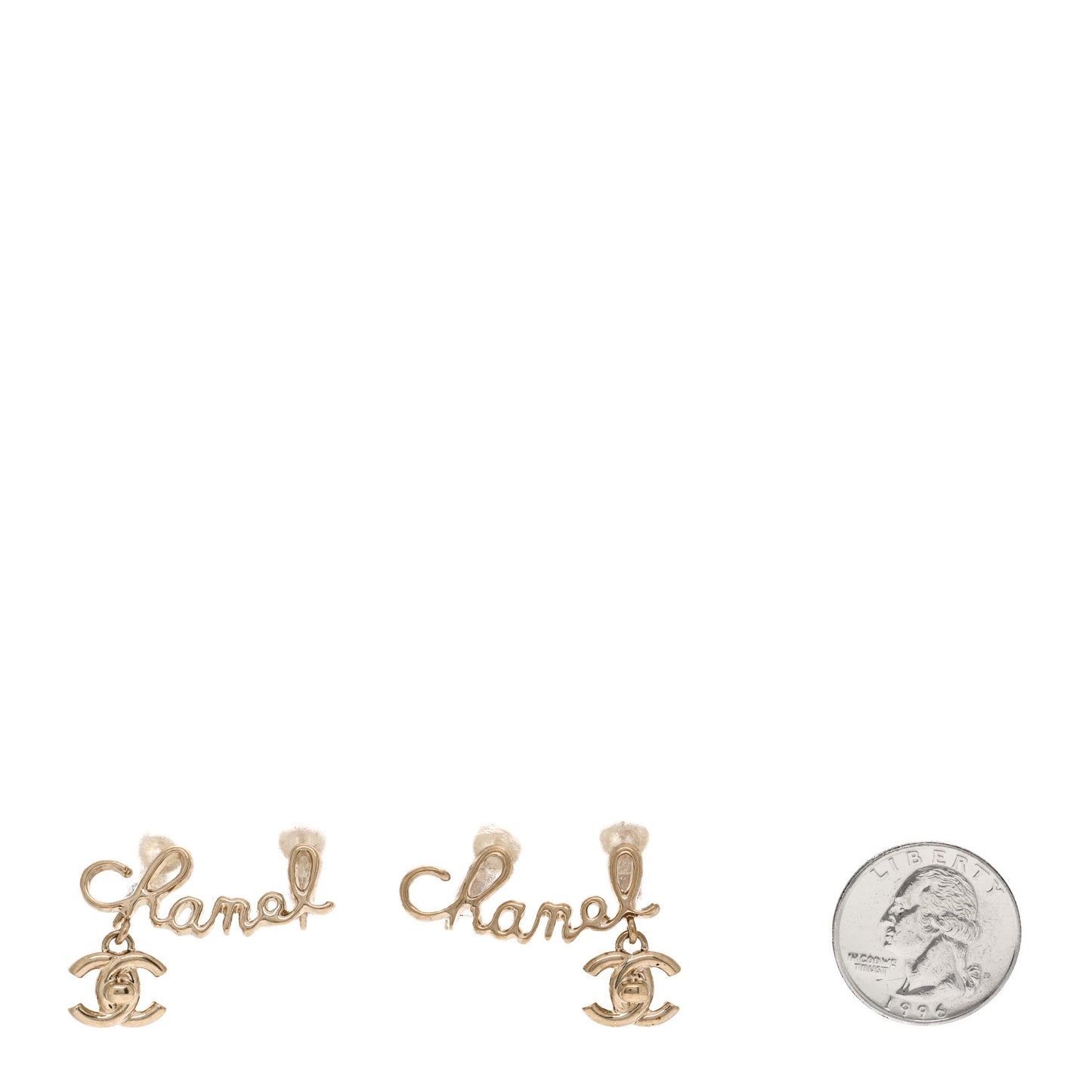 Metal Logo CC Turnlock Clip On Earrings Gold