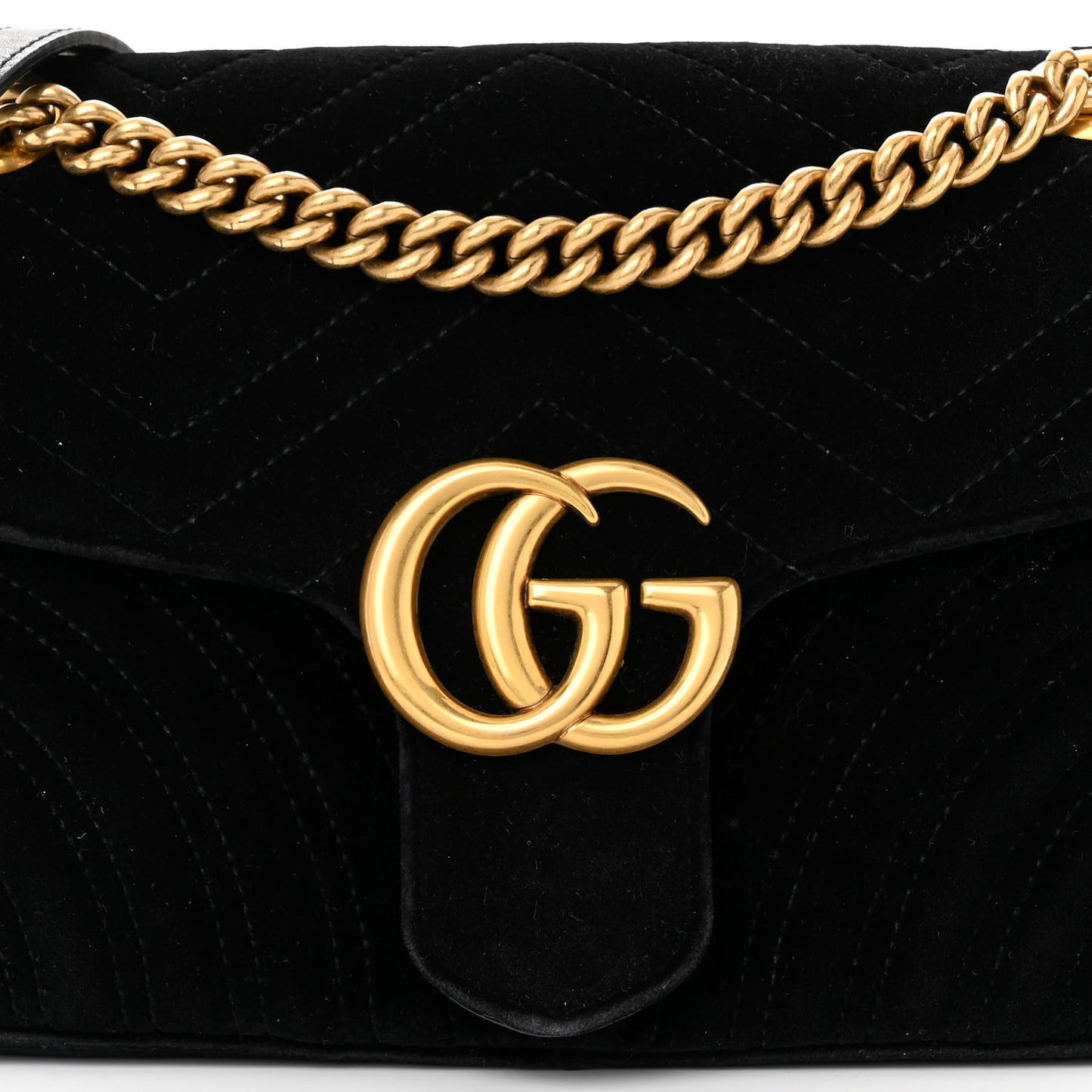 Velvet Matelasse Small GG Marmont Shoulder Bag Black