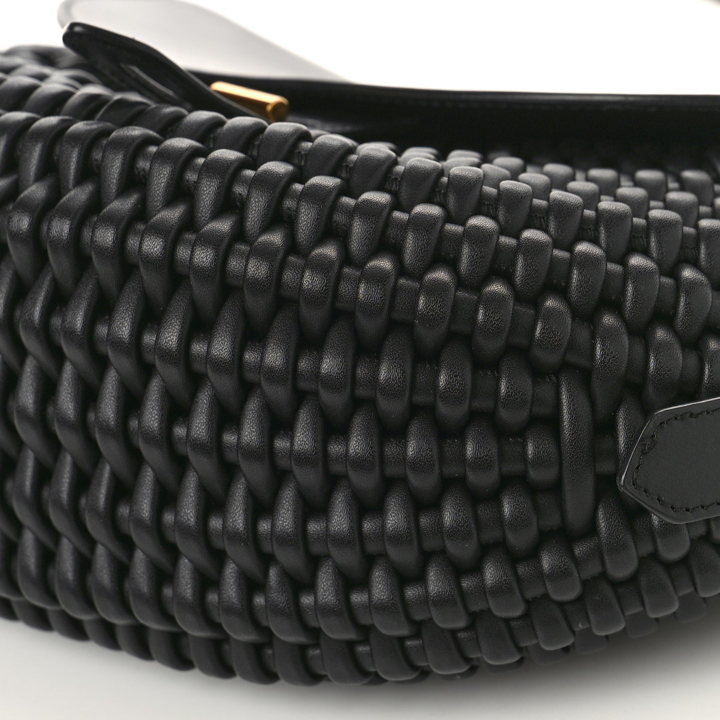 Calfskin Woven T-Twist Crossbody Black