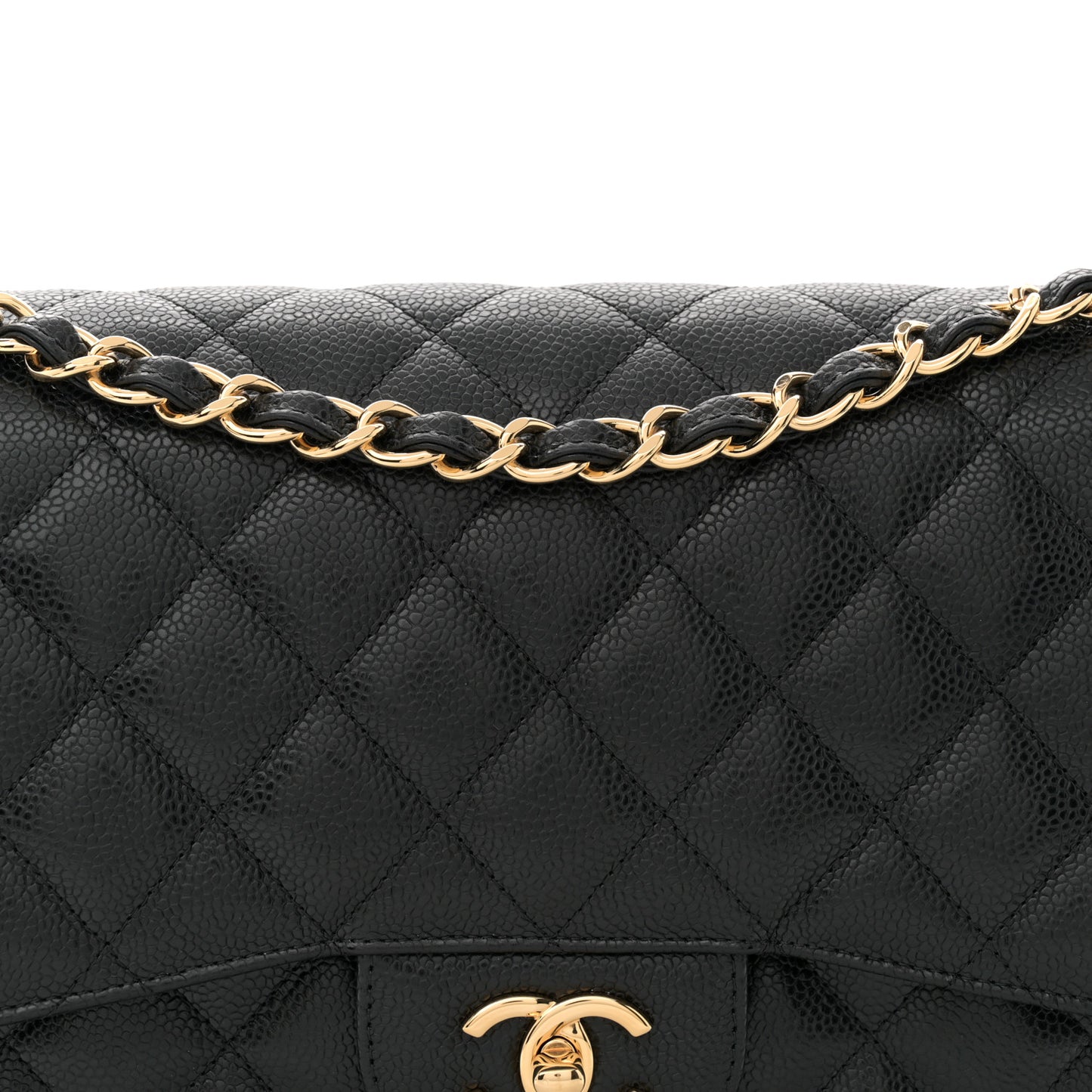 Caviar Quilted Jumbo Double Flap Black