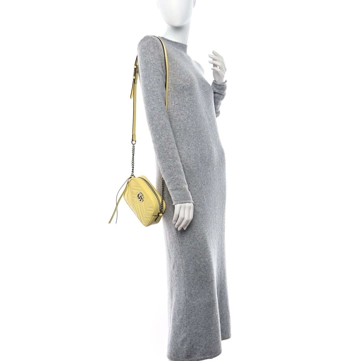 Calfskin Matelasse Mini GG Marmont Chain Shoulder Bag Banana