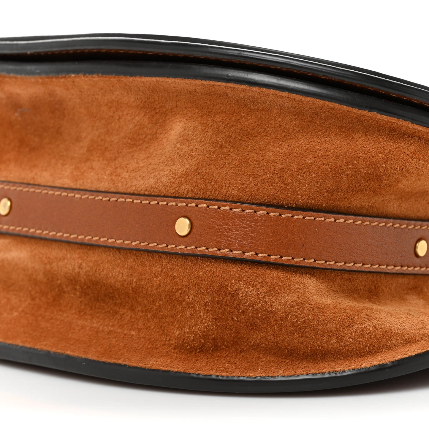 Calfskin Suede Medium Nile Bracelet Bag Caramel
