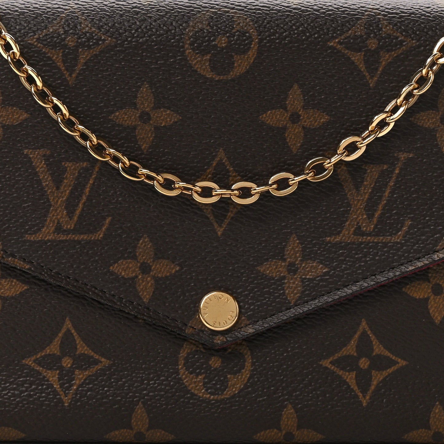 Monogram Pochette Felicie Chain Wallet Fuchsia