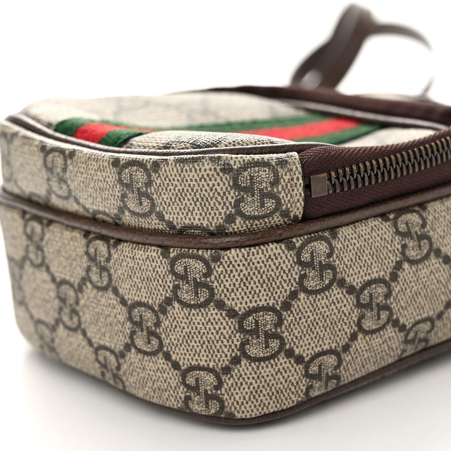 Gucci GG Supreme Monogram Web Mini Ophidia Double Zip Messenger Bag Beige New Acero 10 of 12