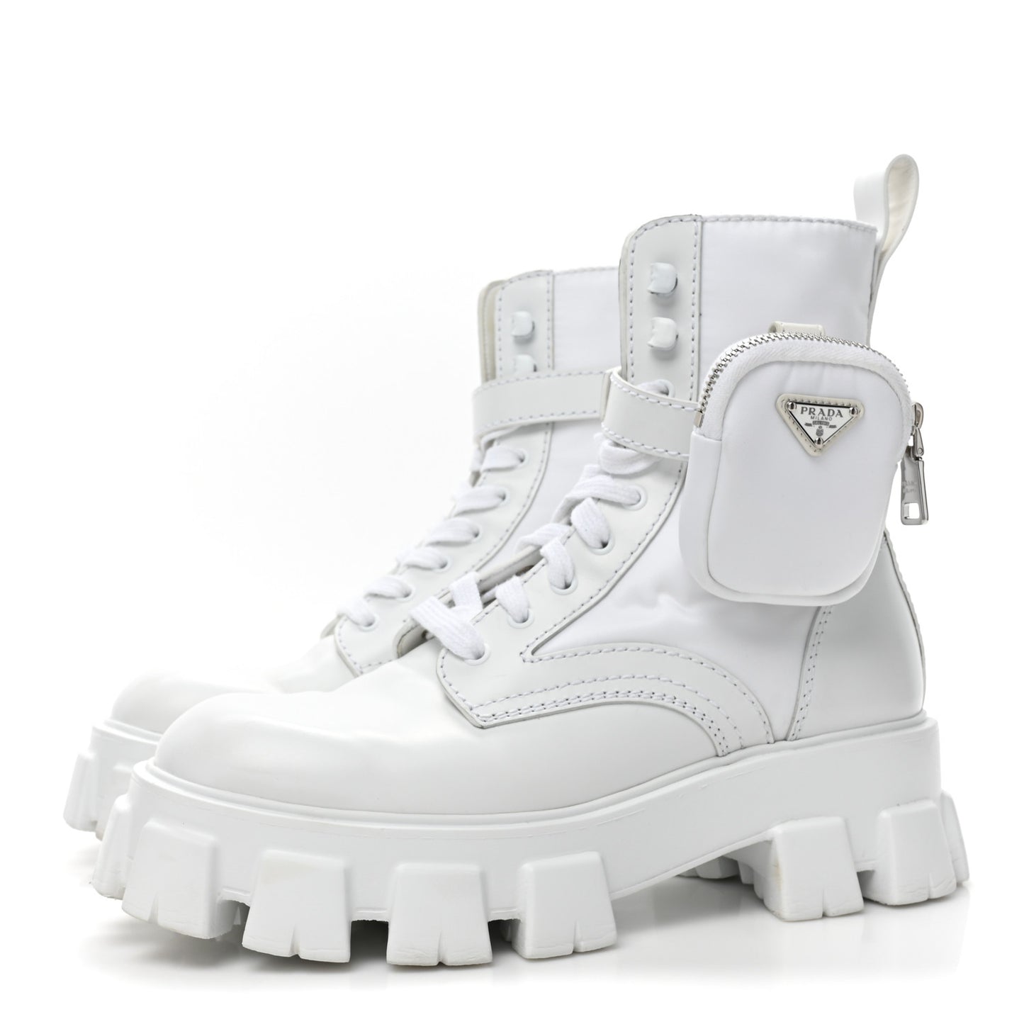 Spazzolato Rois Re-Nylon Metal Triangle Logo Mens Monolith Pouch Pocket 60mm Combat Boots 7.5 White