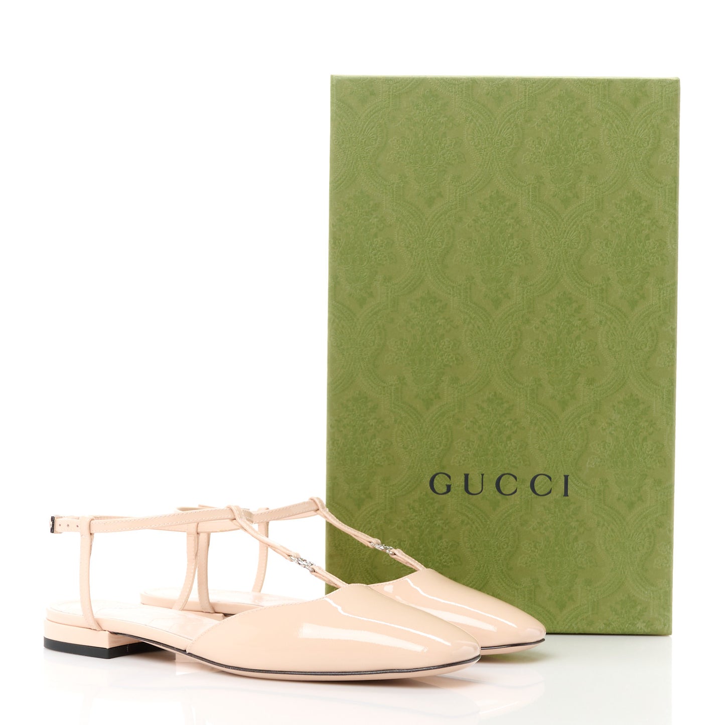 Vernice Crystal Double G Ballet Flat 36.5 Skin Rose