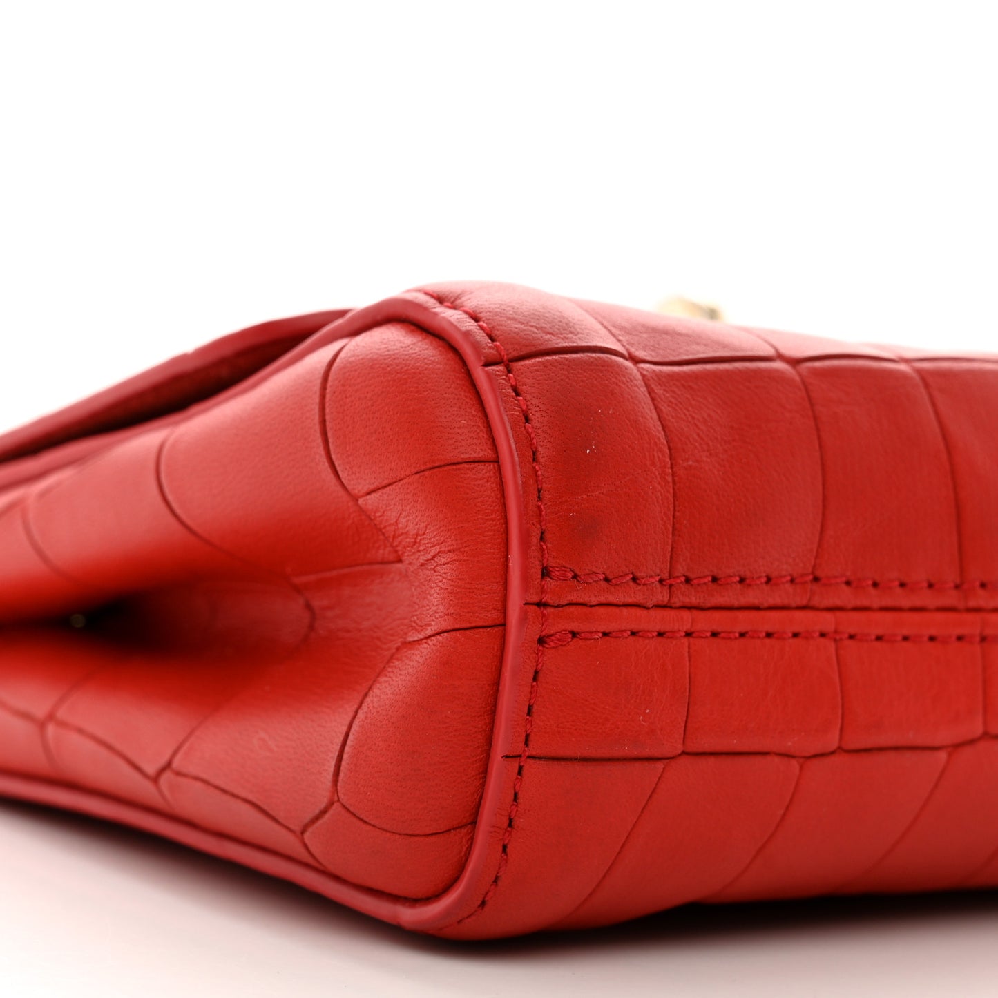 Nappa Crocodile Embossed Mini Lily Flap Red