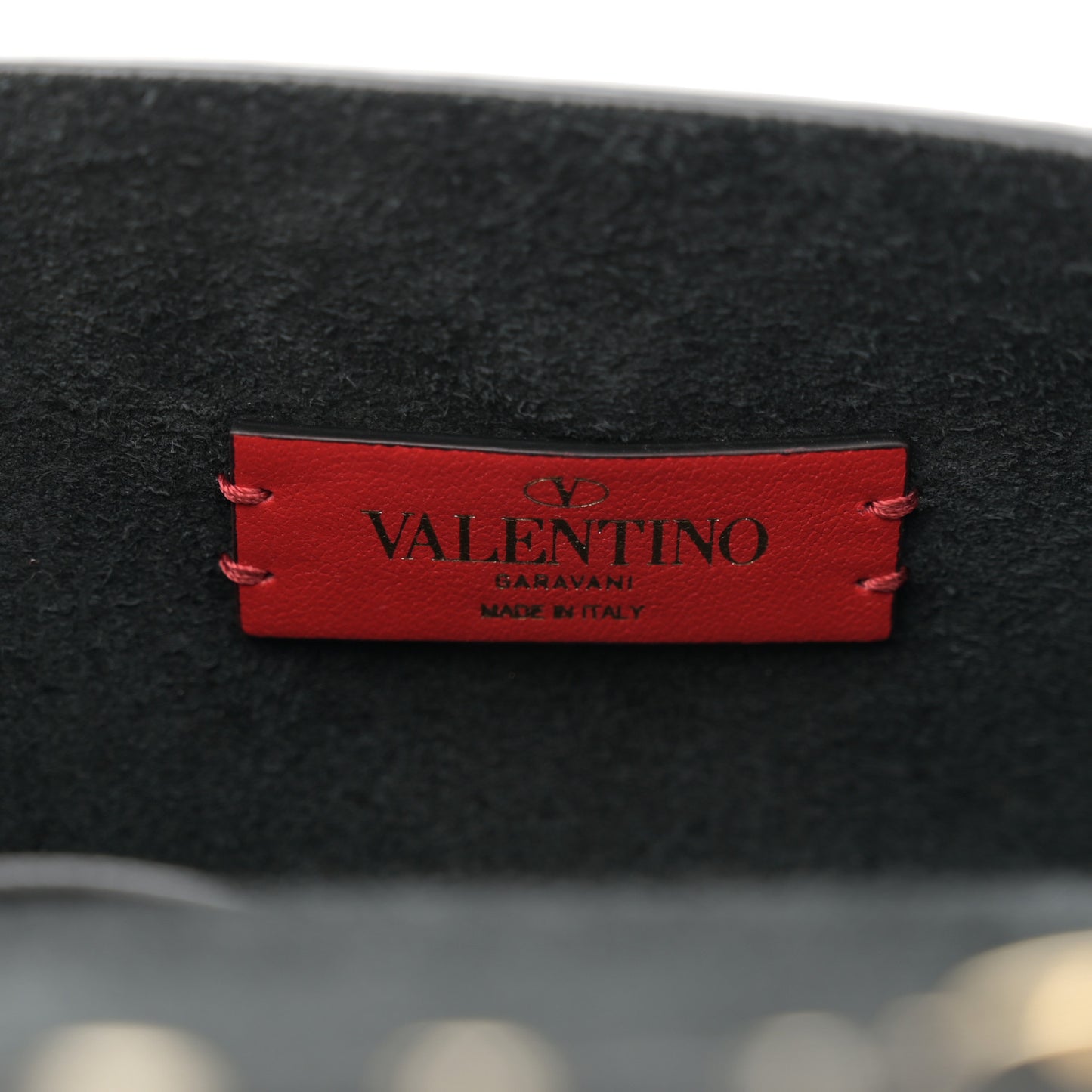 Pebbled Calfskin Rockstud Flap Wallet On Chain Black
