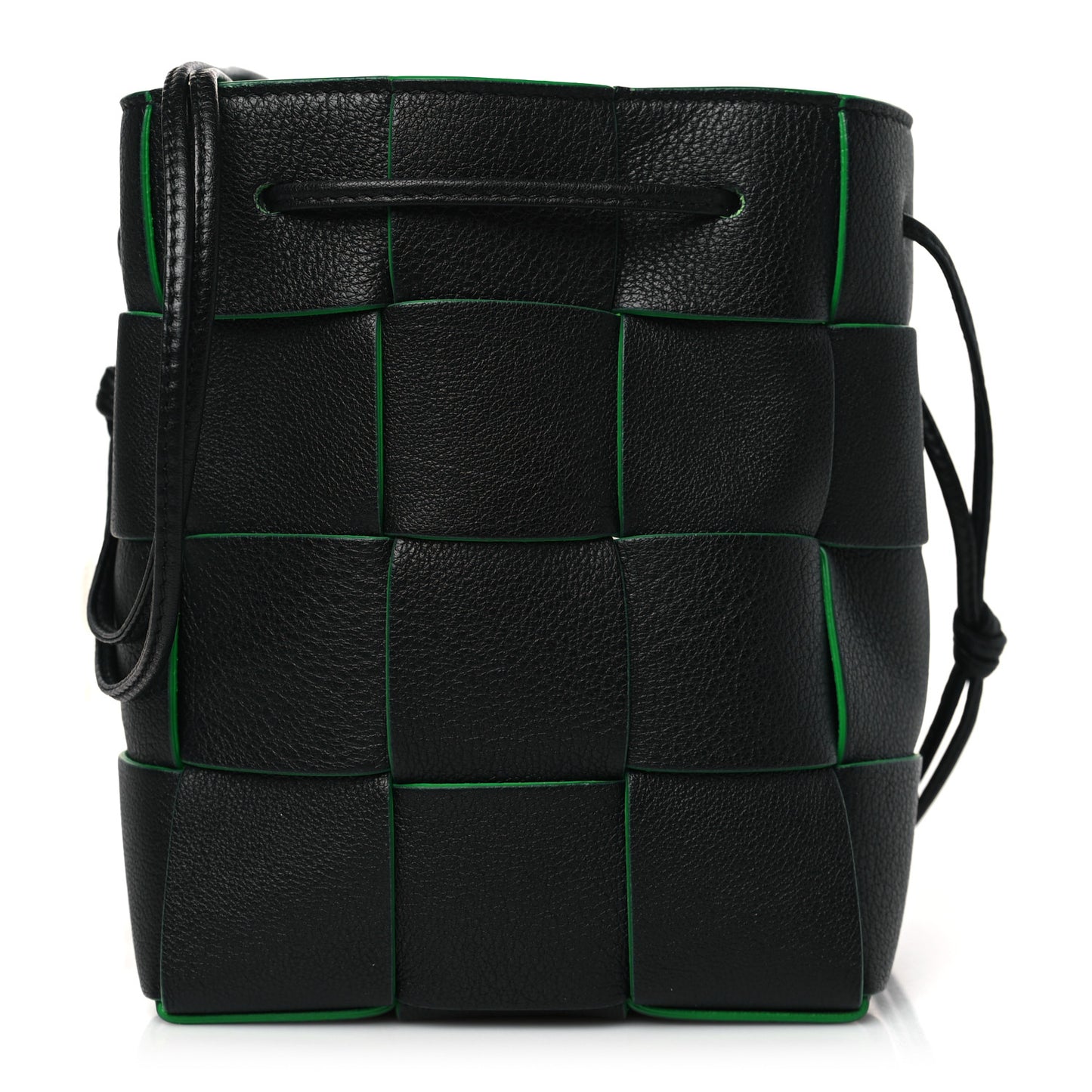 Nappa Maxi Intrecciato Small Cassette Bucket Bag Black Parakeet