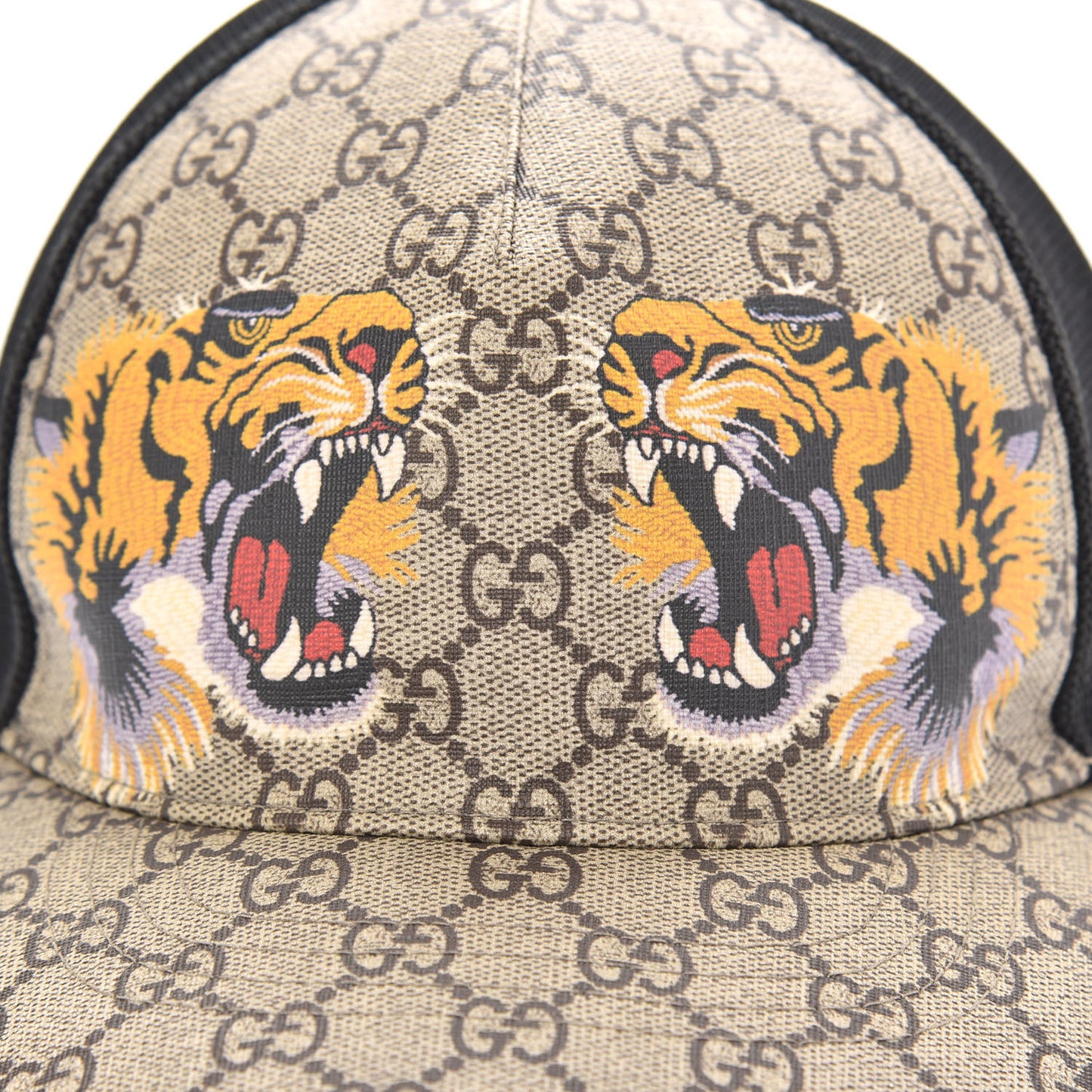 GG Supreme Monogram Tiger Print Baseball Hat XL Beige