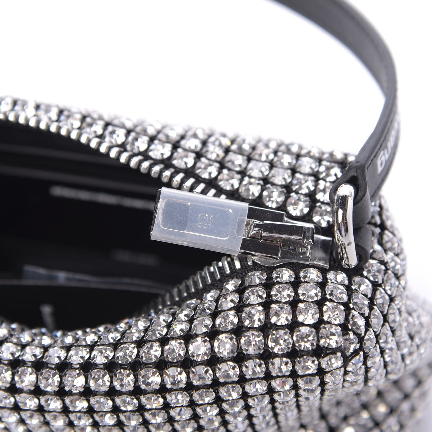 Mesh Crystal Rhinestone Mini Heiress Pouch Black Silver