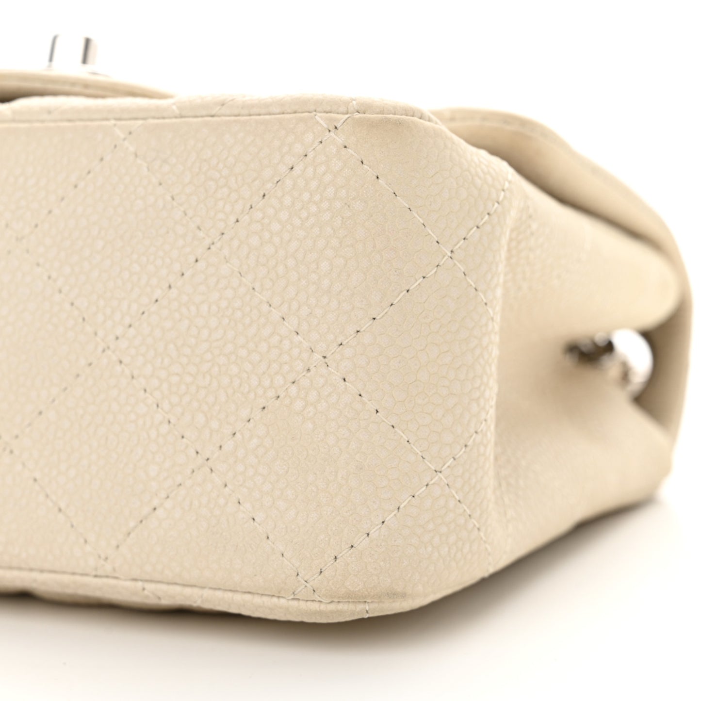 Caviar Quilted Mini Square Flap Dark White