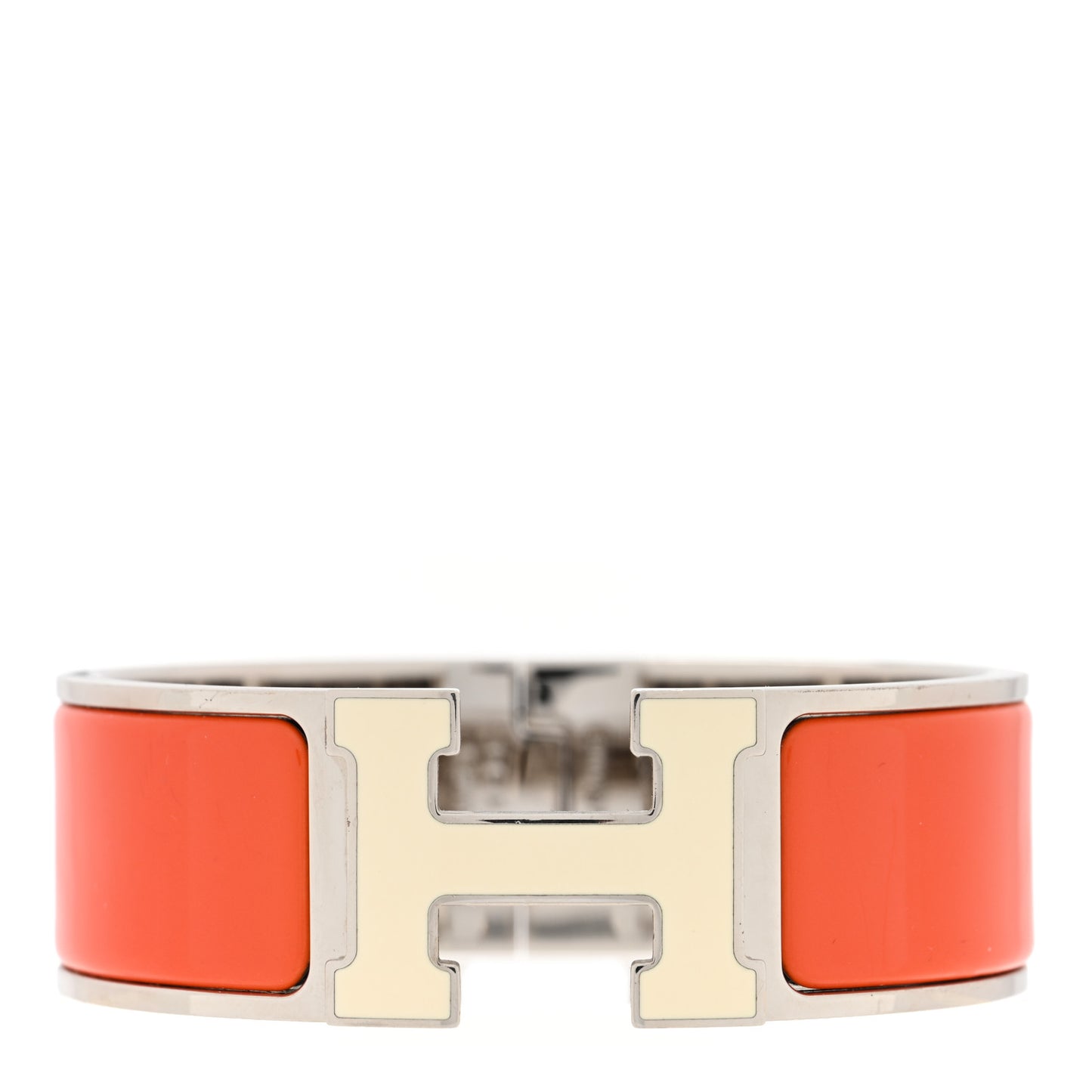 Enamel Wide Clic Clac H Bracelet GM Orange White