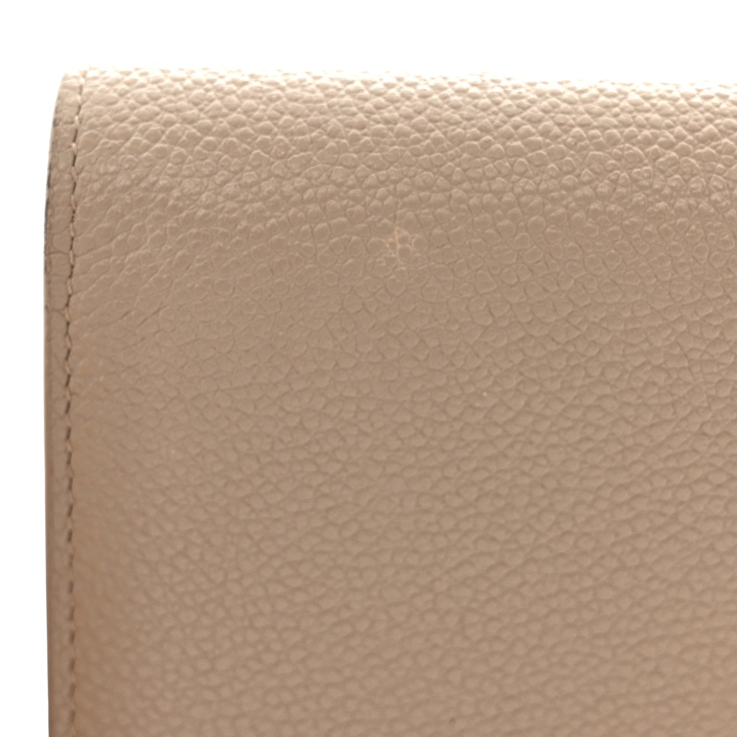 Grained Calfskin Monogram Large Flap Wallet Beige