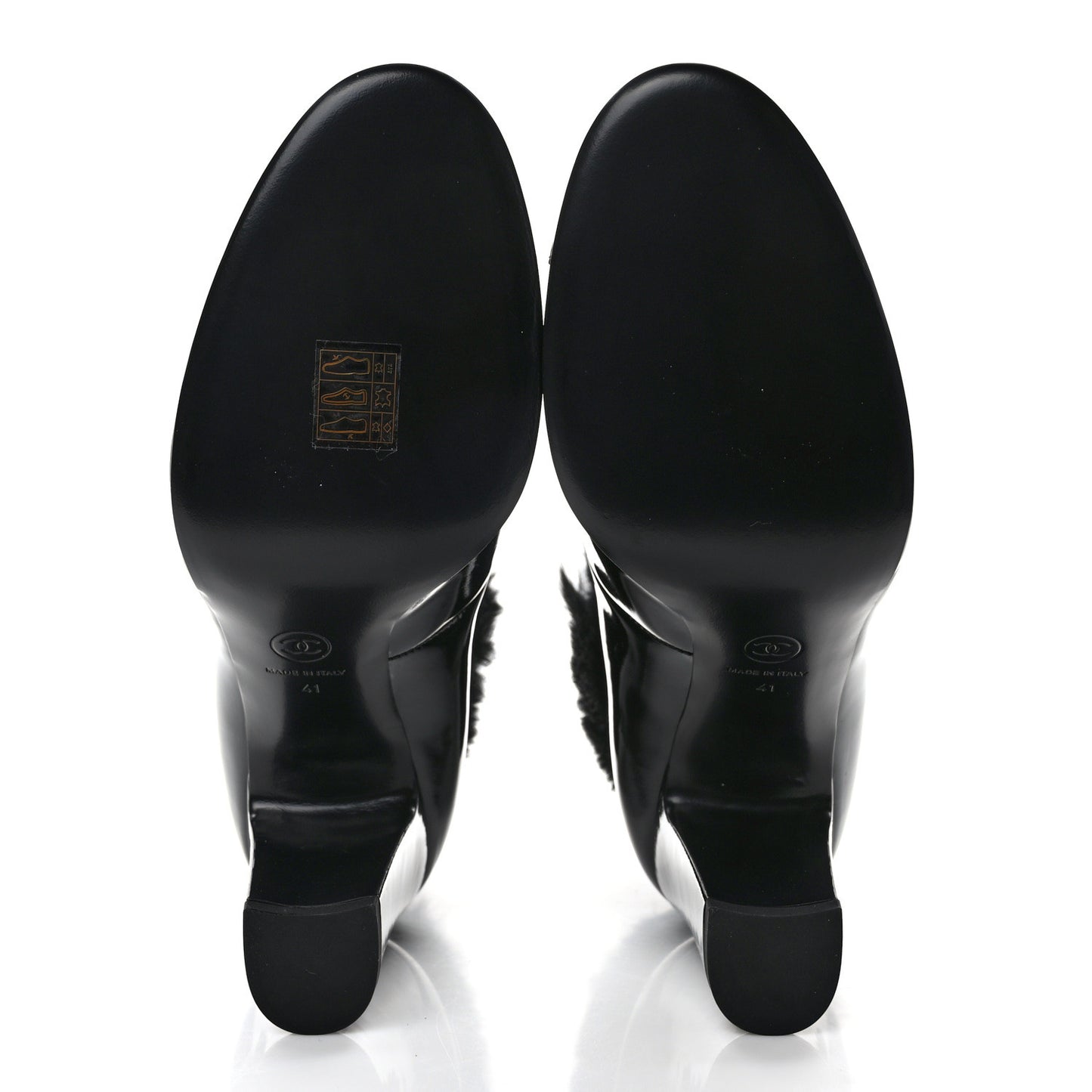 Patent Shearling Lambskin Cap Toe Mary Jane Pumps 41 Black