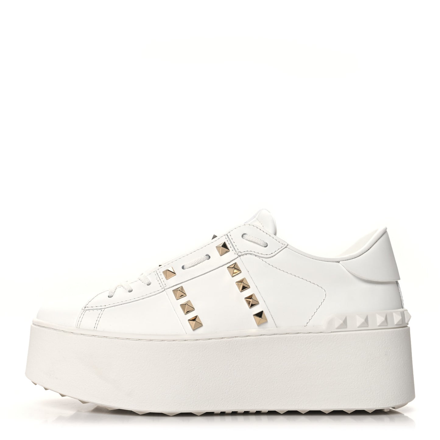 Calfskin Rockstud Untitled 57mm Platform Sneakers 39.5 White