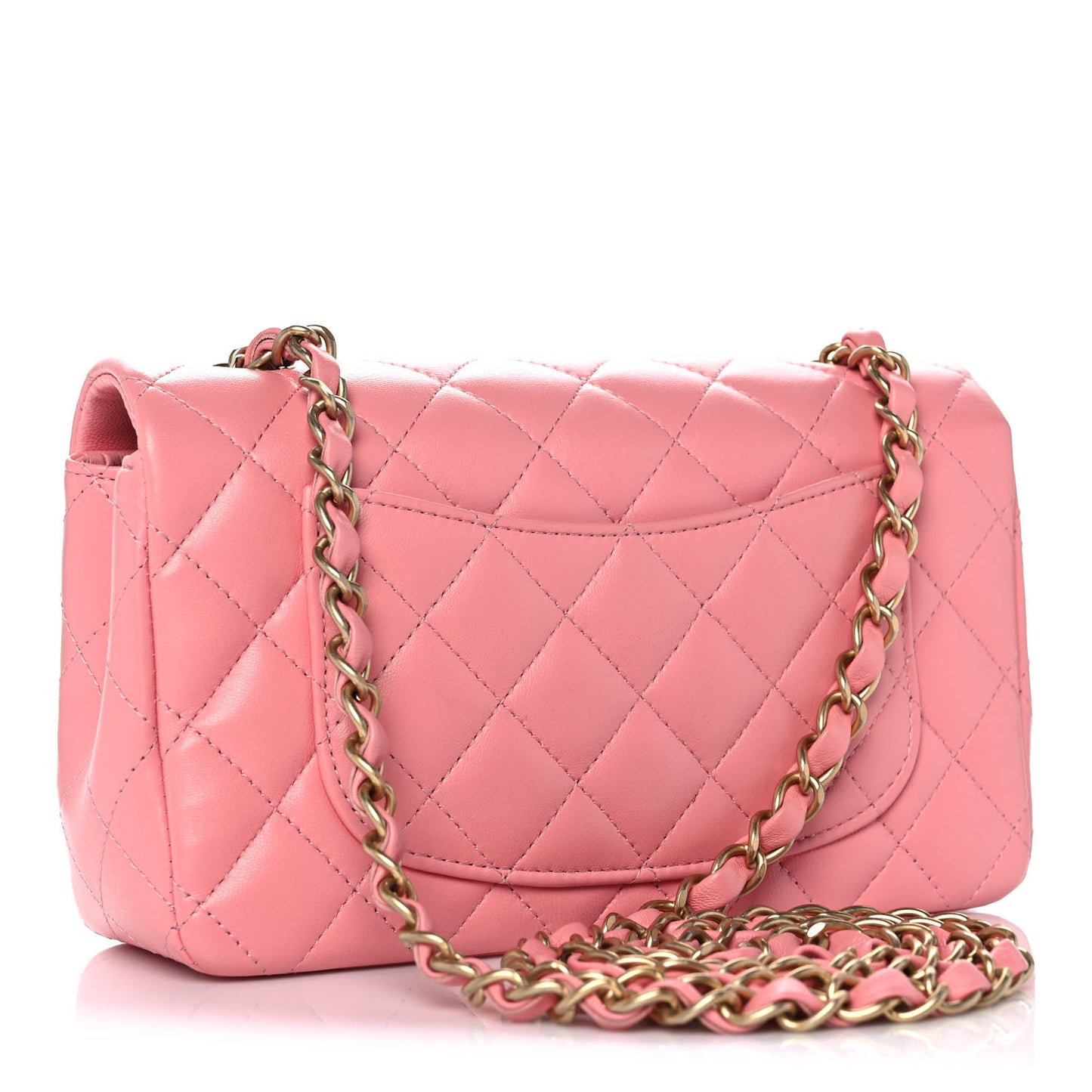 Lambskin Quilted Mini Rectangular Flap Pink