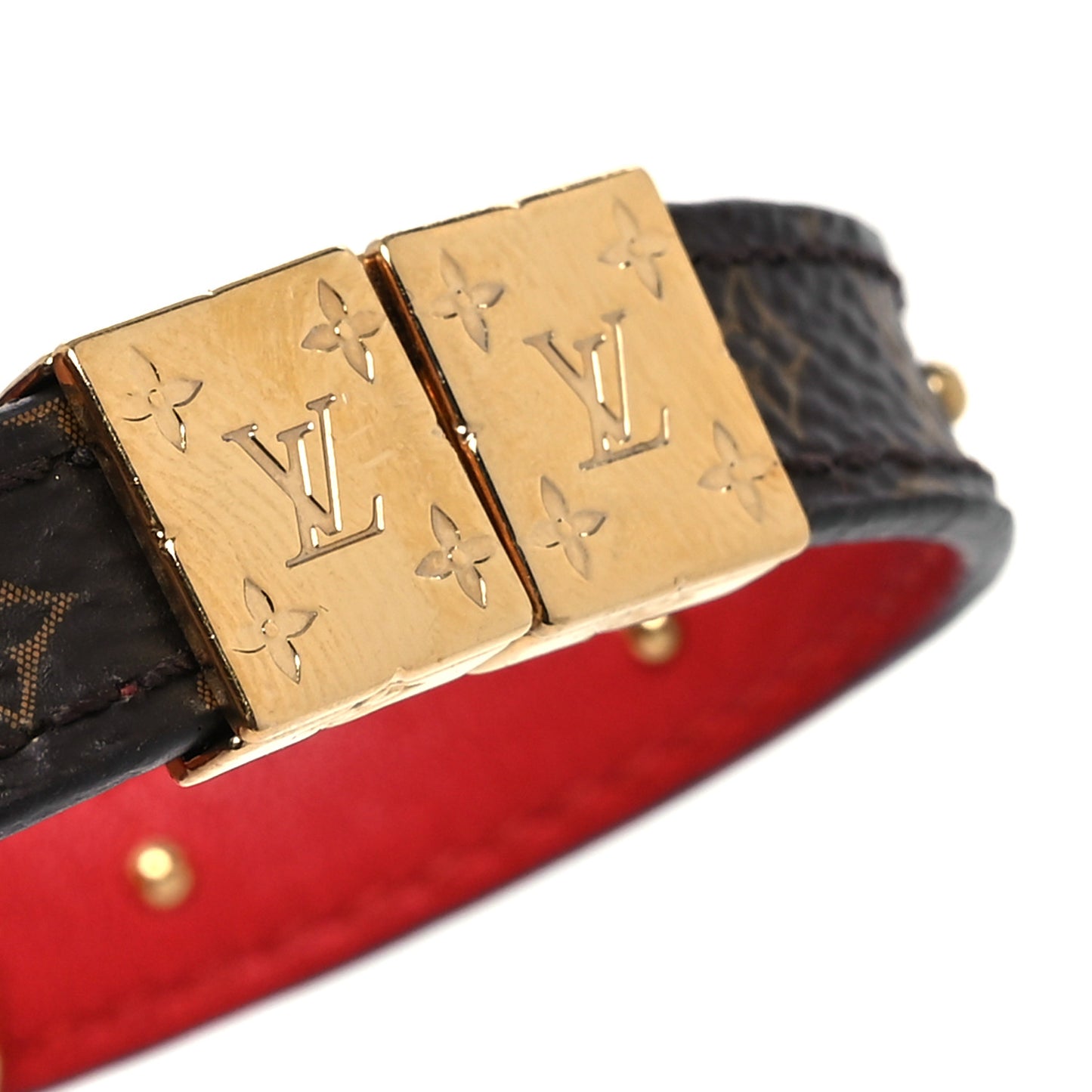 Monogram LV Circle Reversible Bracelet 17 Red