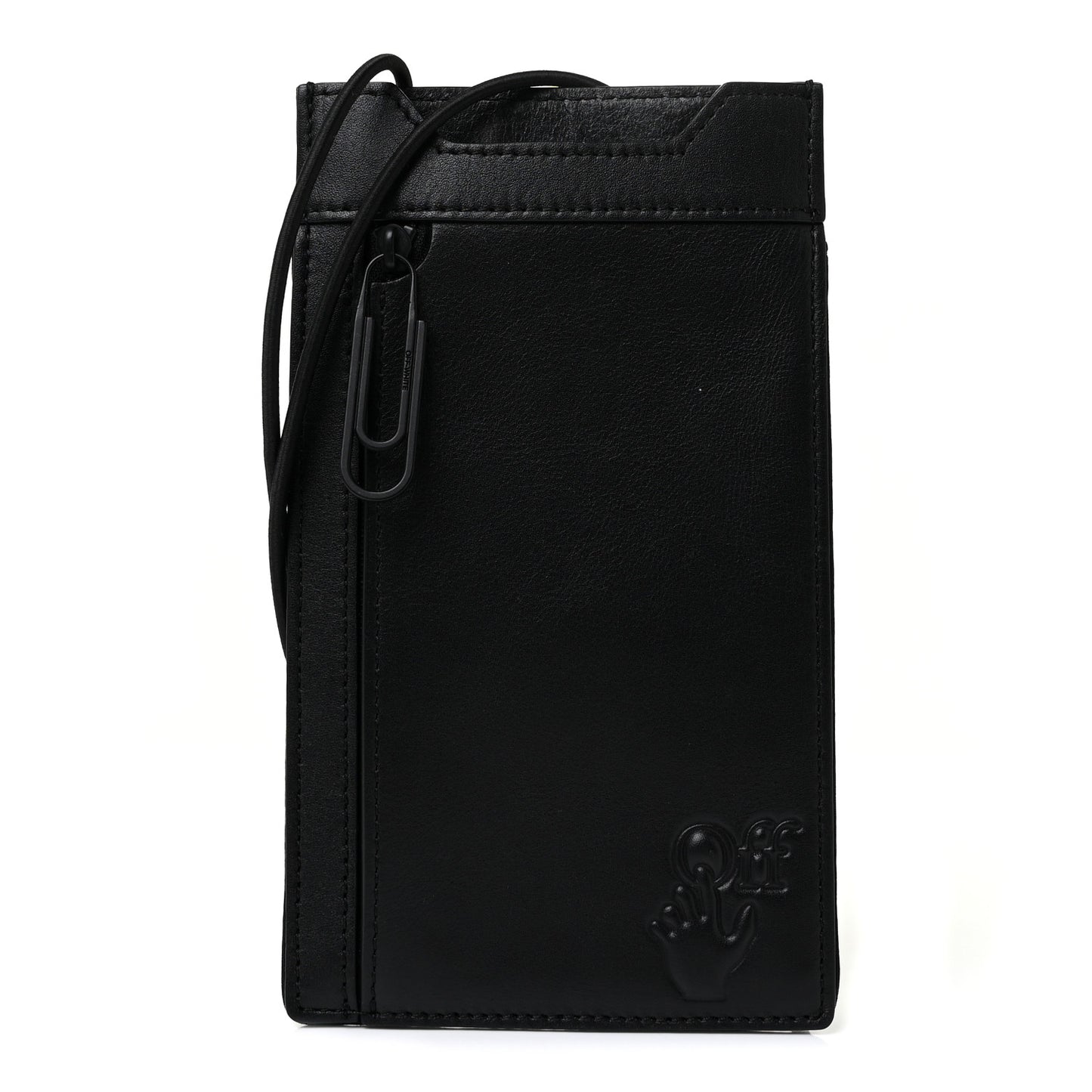 Calfskin Embossed Logo Phone Bag Black