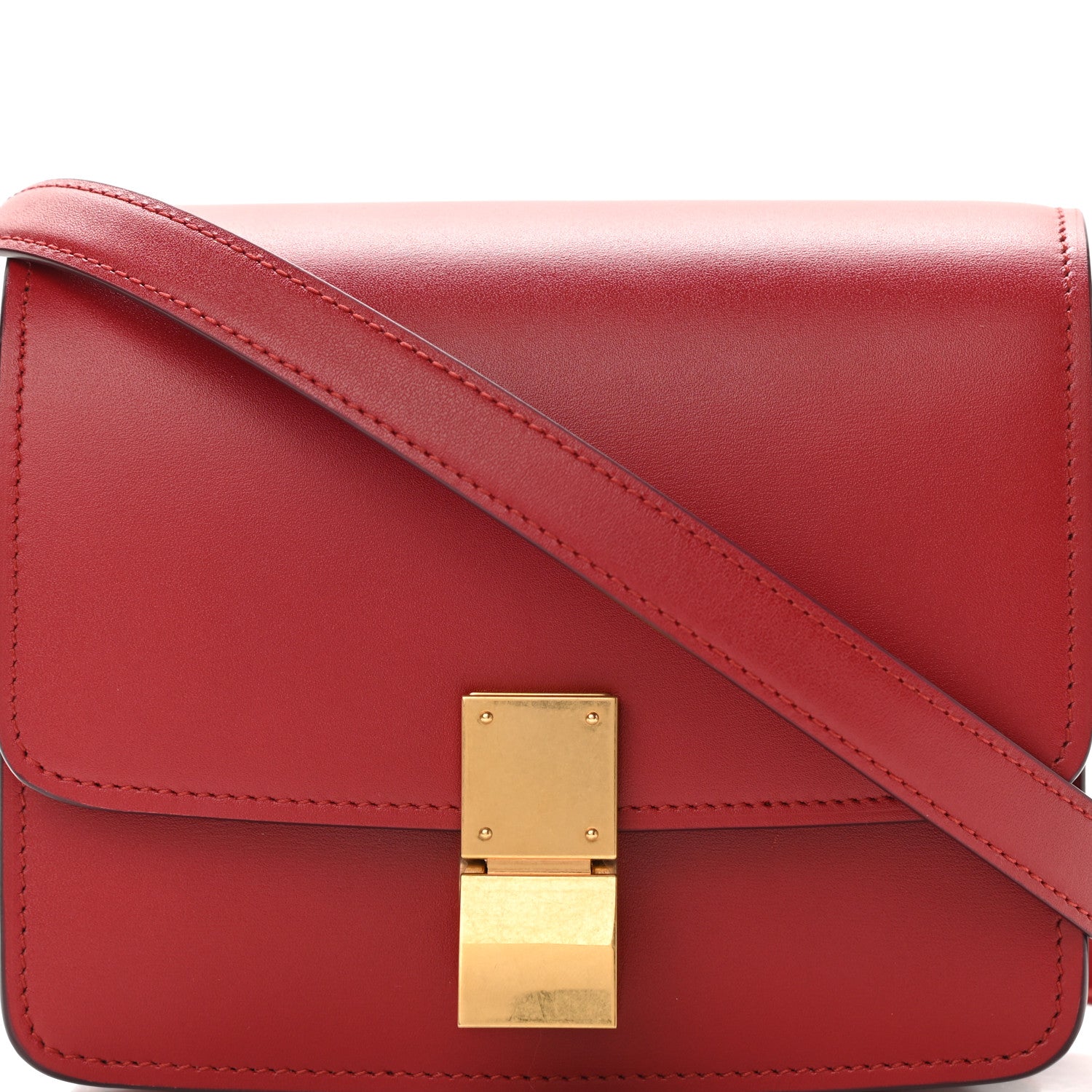 Celine Smooth Calfskin Small Classic Box Flap Bag Red 8 of 10