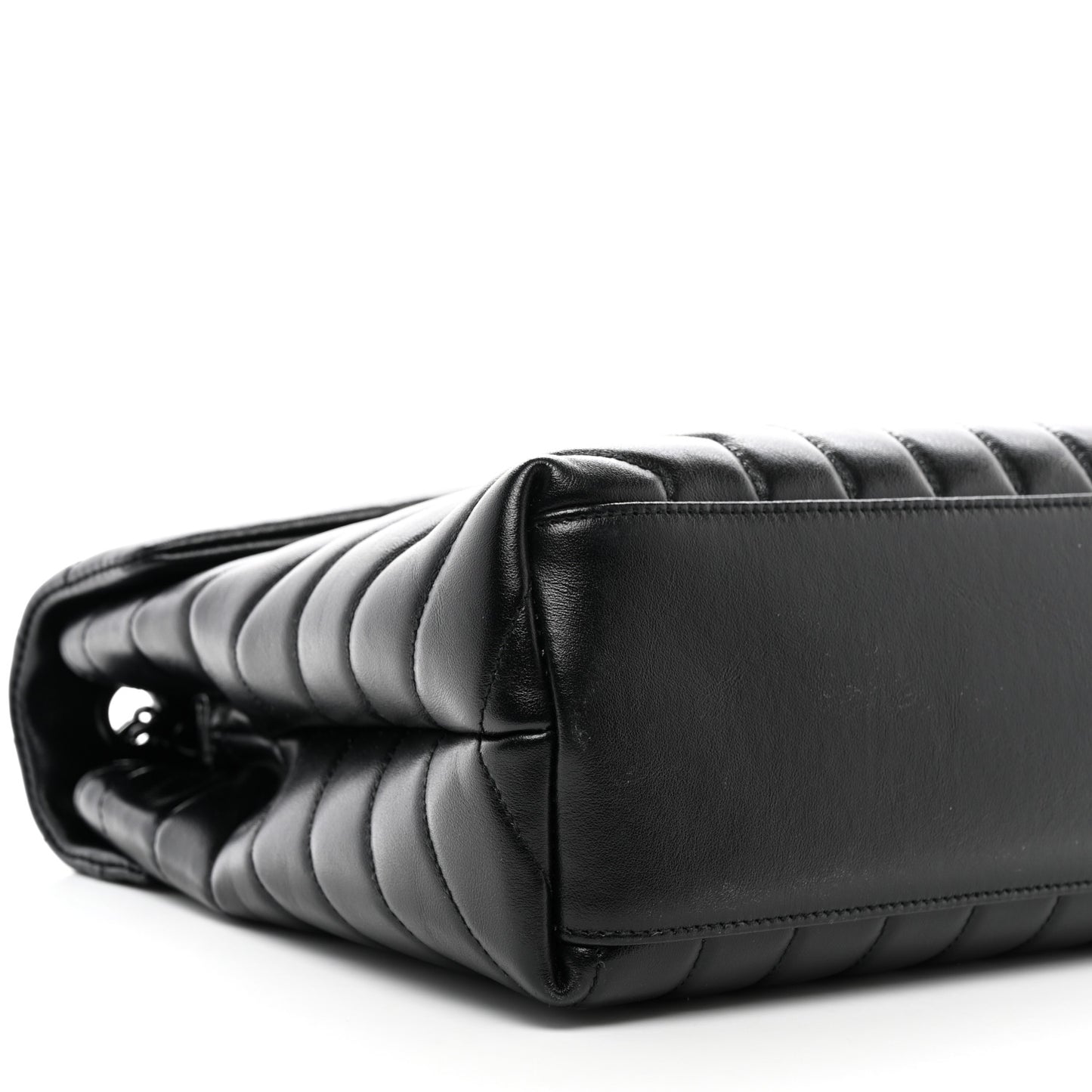 Calfskin Y Quilted Monogram Monochrome Medium Loulou Chain Satchel Black