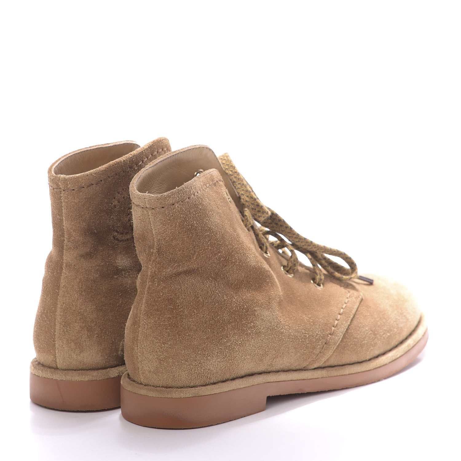Chanel Suede Calfskin Womens Lace Up Short Boots 37 Dark Beige 4 of 12