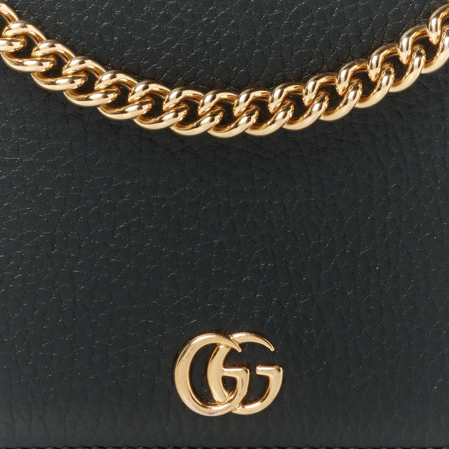 Calfskin Mini GG Marmont Chain Wallet Black