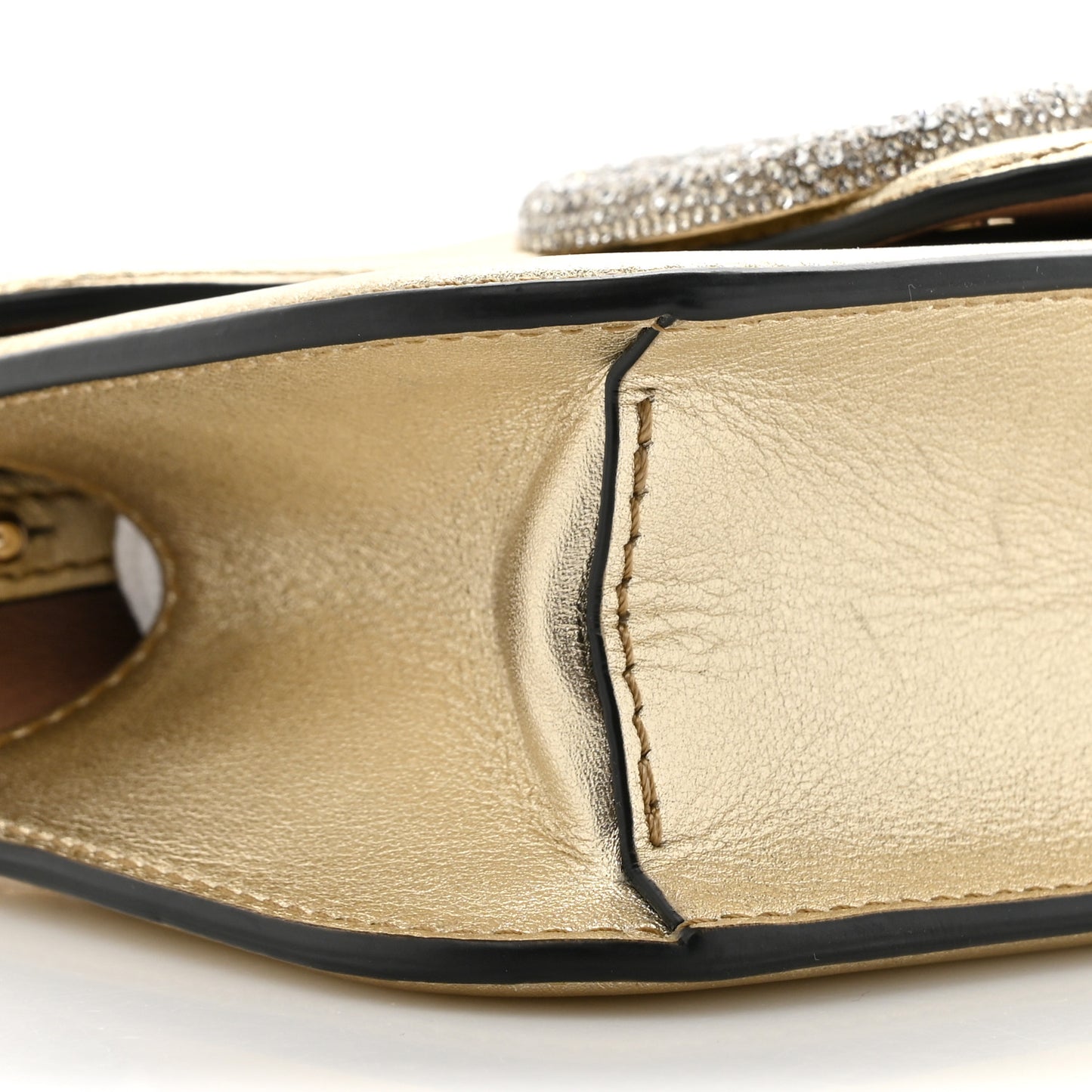Metallic Calfskin Crystal Vlogo Small Loco Shoulder Bag Platino