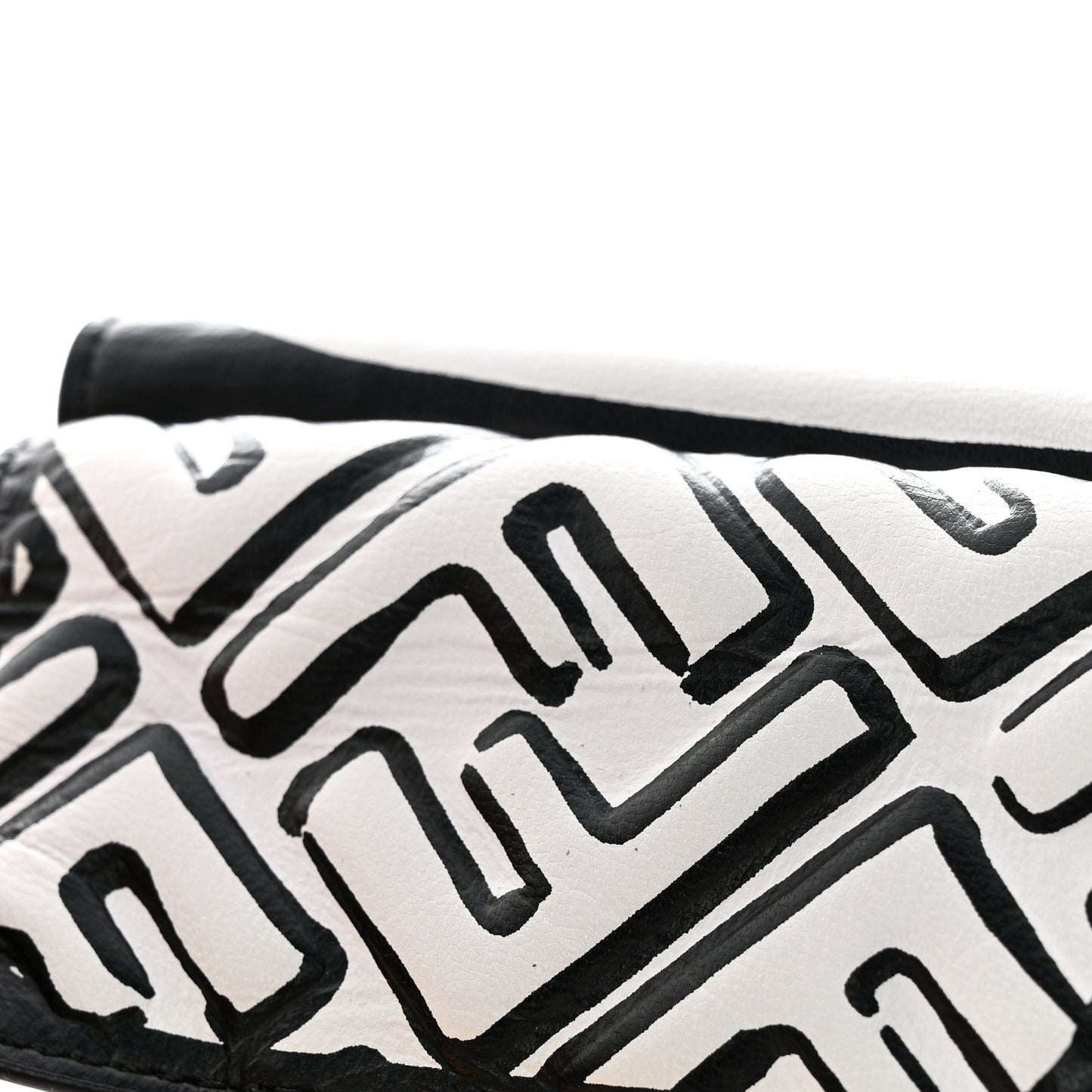 X JOSHUA VIDES Nappa Matisse FF Diagonal Embossed Micro Tri-Fold Wallet White Black