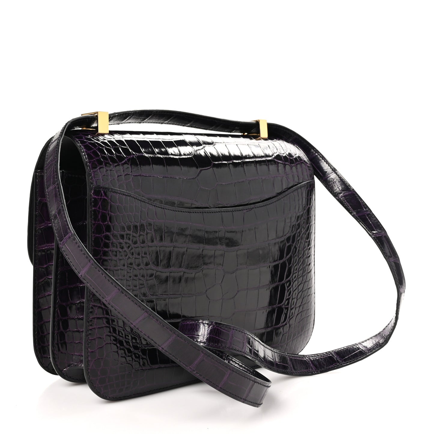Shiny Alligator Constance 24 Aubergine
