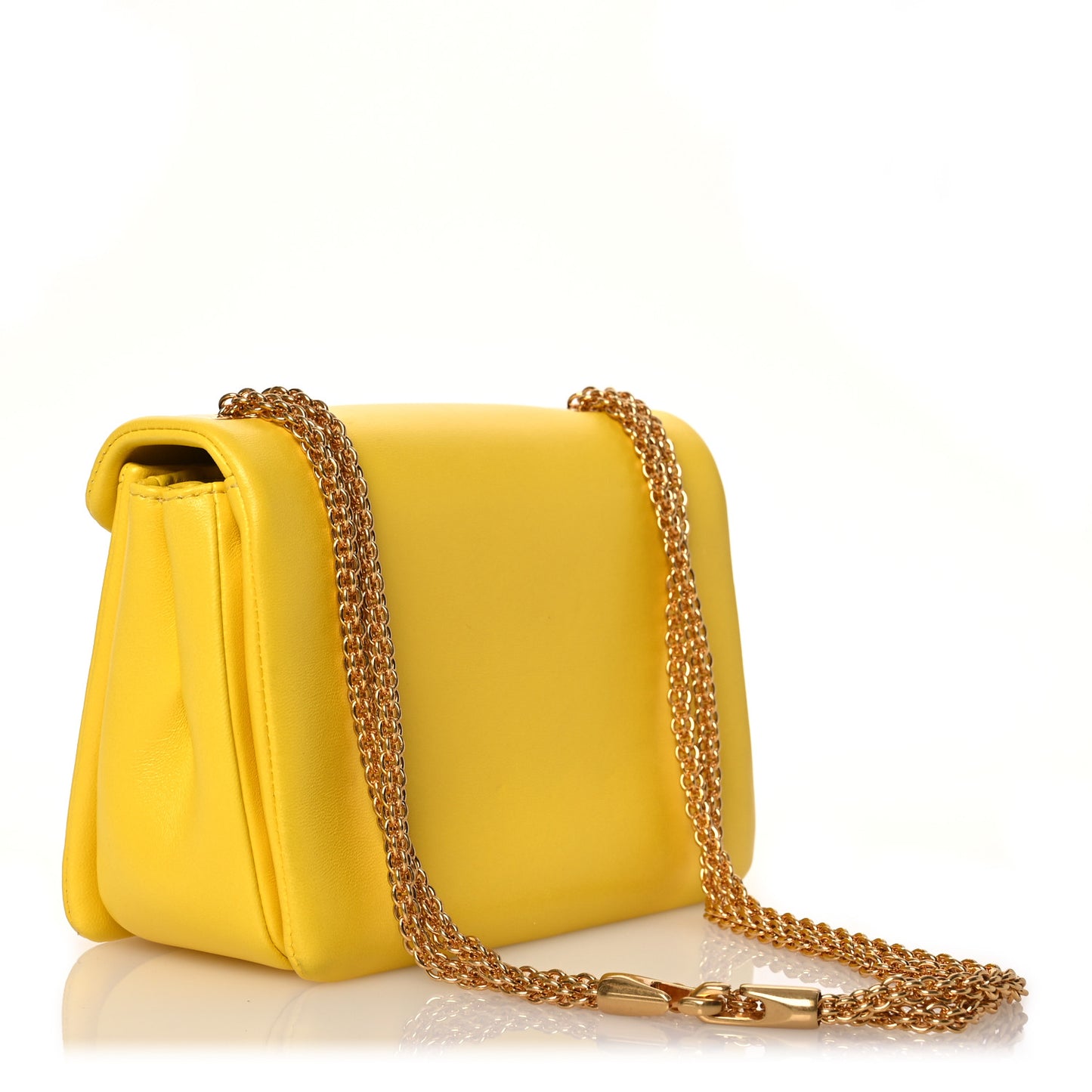 Nappa One Stud Chain Clutch Yellow