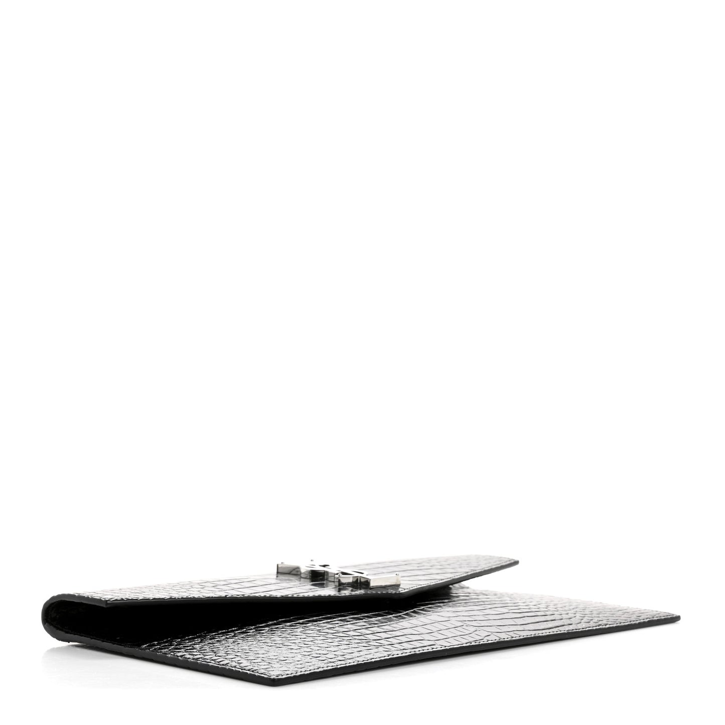 Calfskin Crocodile Embossed Uptown Monogram Pouch Black