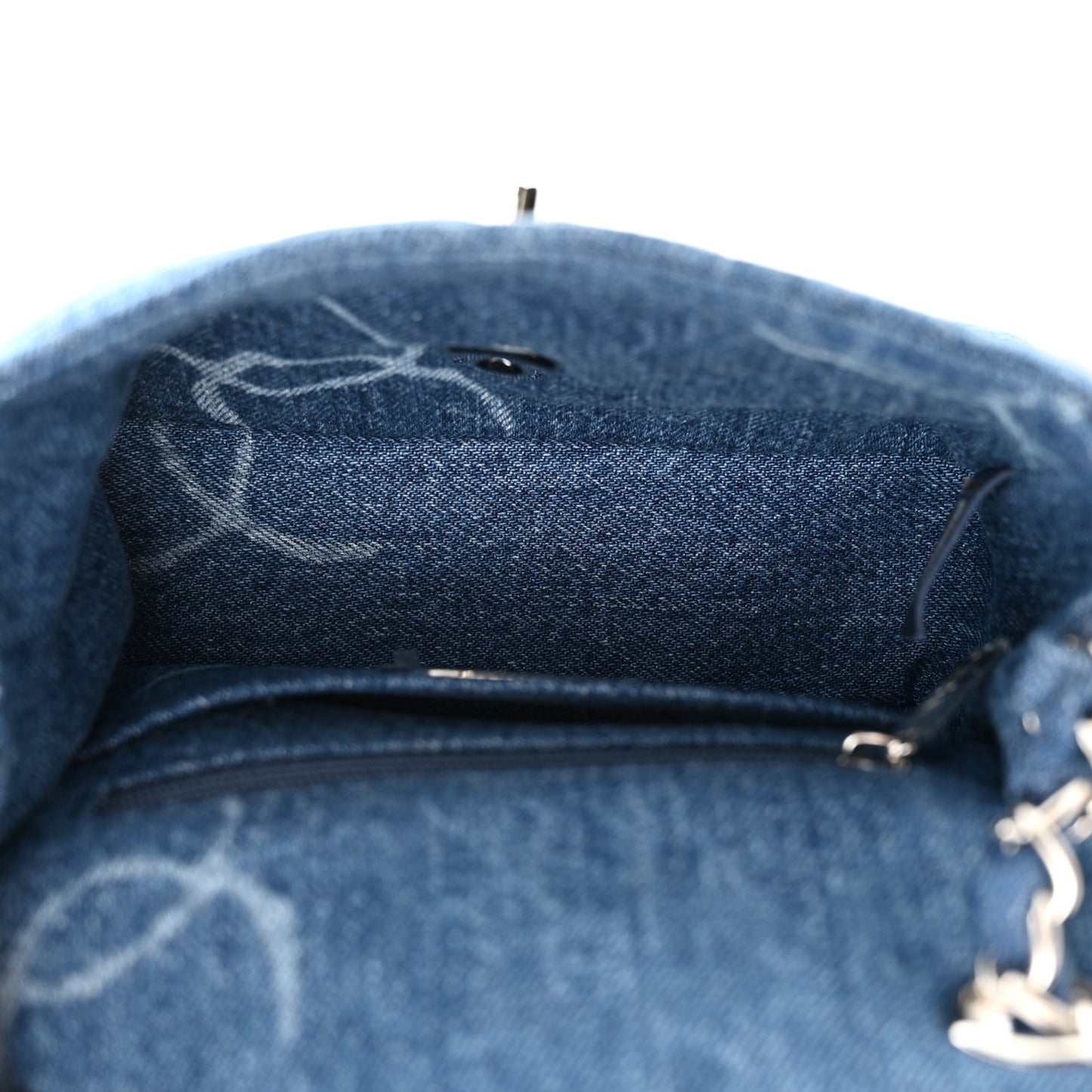 Denim CC Quilted Mini Square Flap Blue