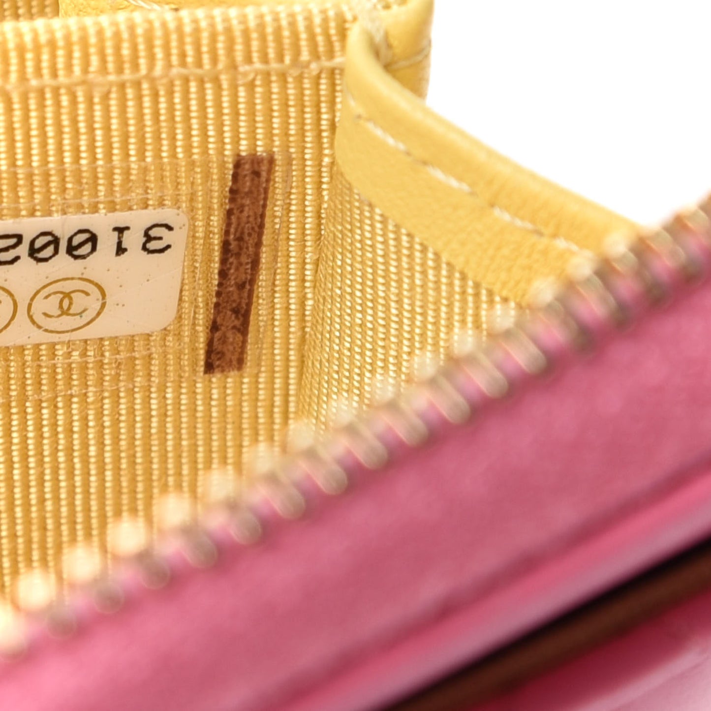 Lambskin Quilted Zip Around Coin Purse Wallet Pink Yellow
