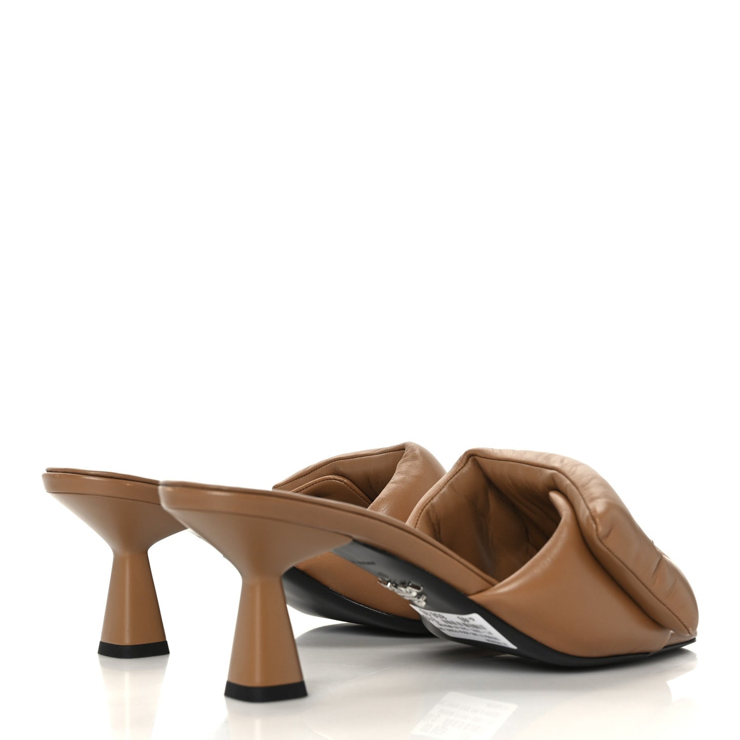 Nappa Soft Padded Metal Triangle Logo 65mm Slide Sandals 40 Caramel