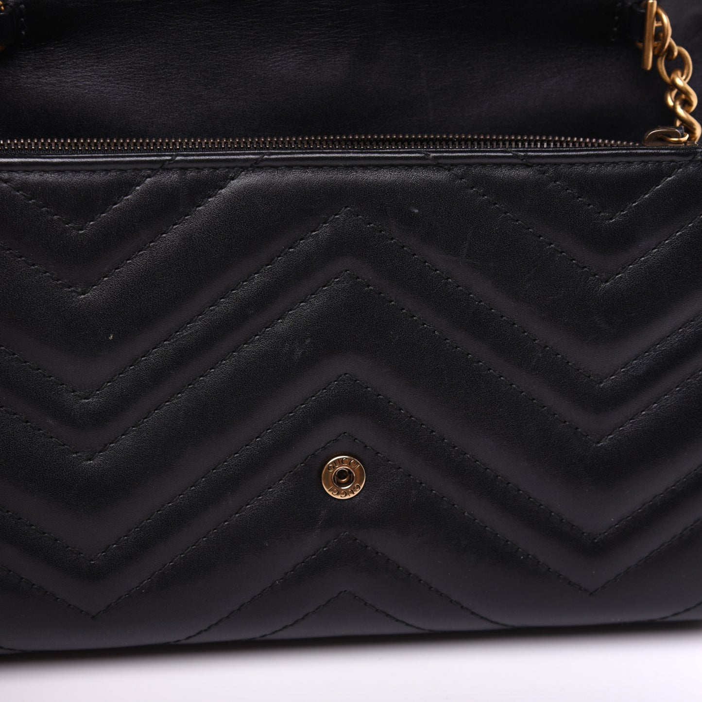 Calfskin Matelasse GG Marmont Chain Wallet Black