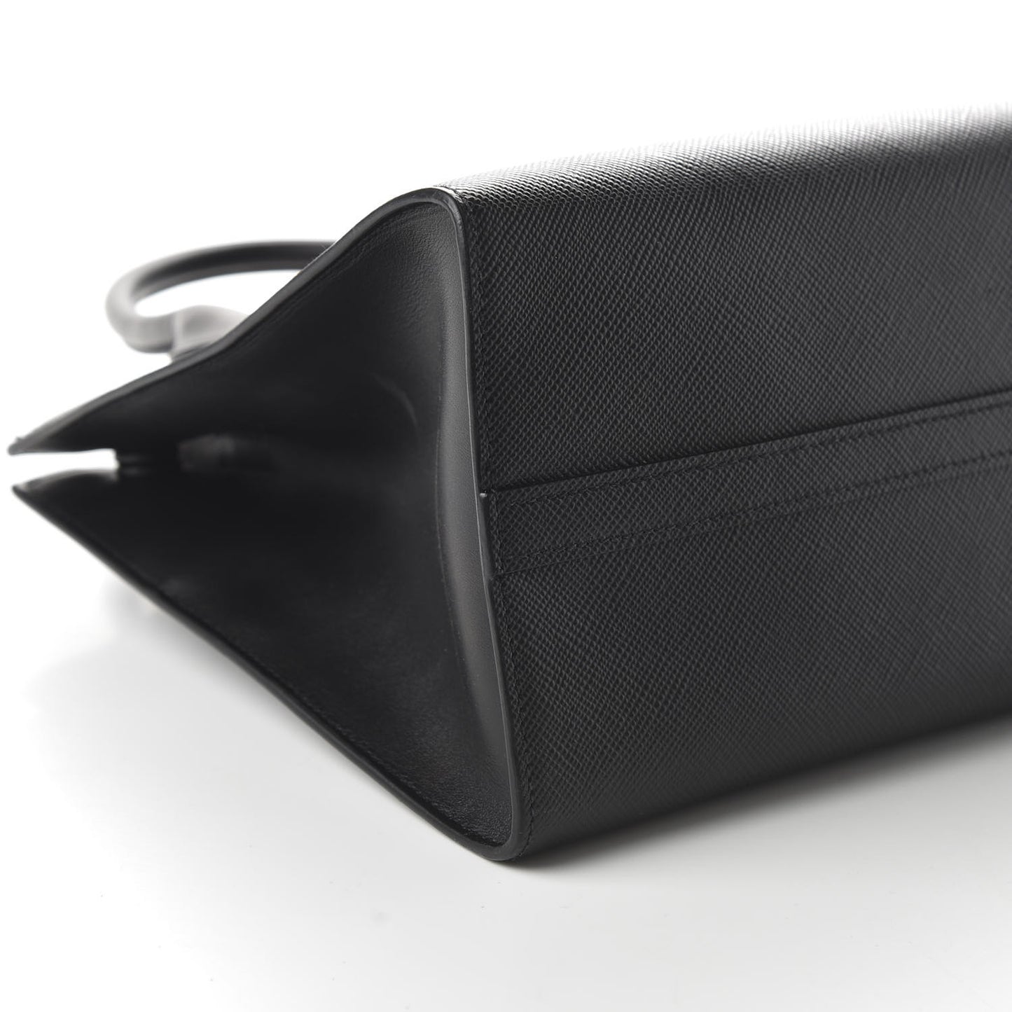 Saffiano Cuir Calfskin Medium Monochrome Top Handle Tote Black